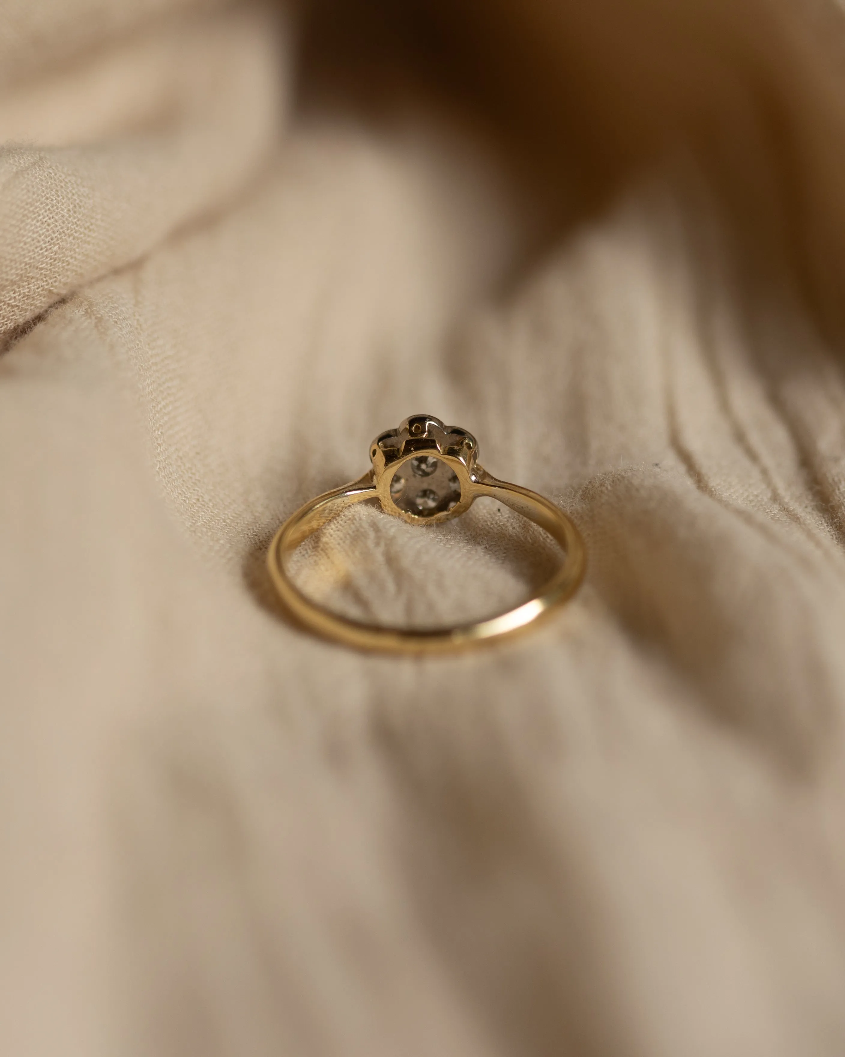 Edith Antique 18ct Gold Diamond Daisy Cluster Ring sold by Rock n Rose product image thumbnail 5