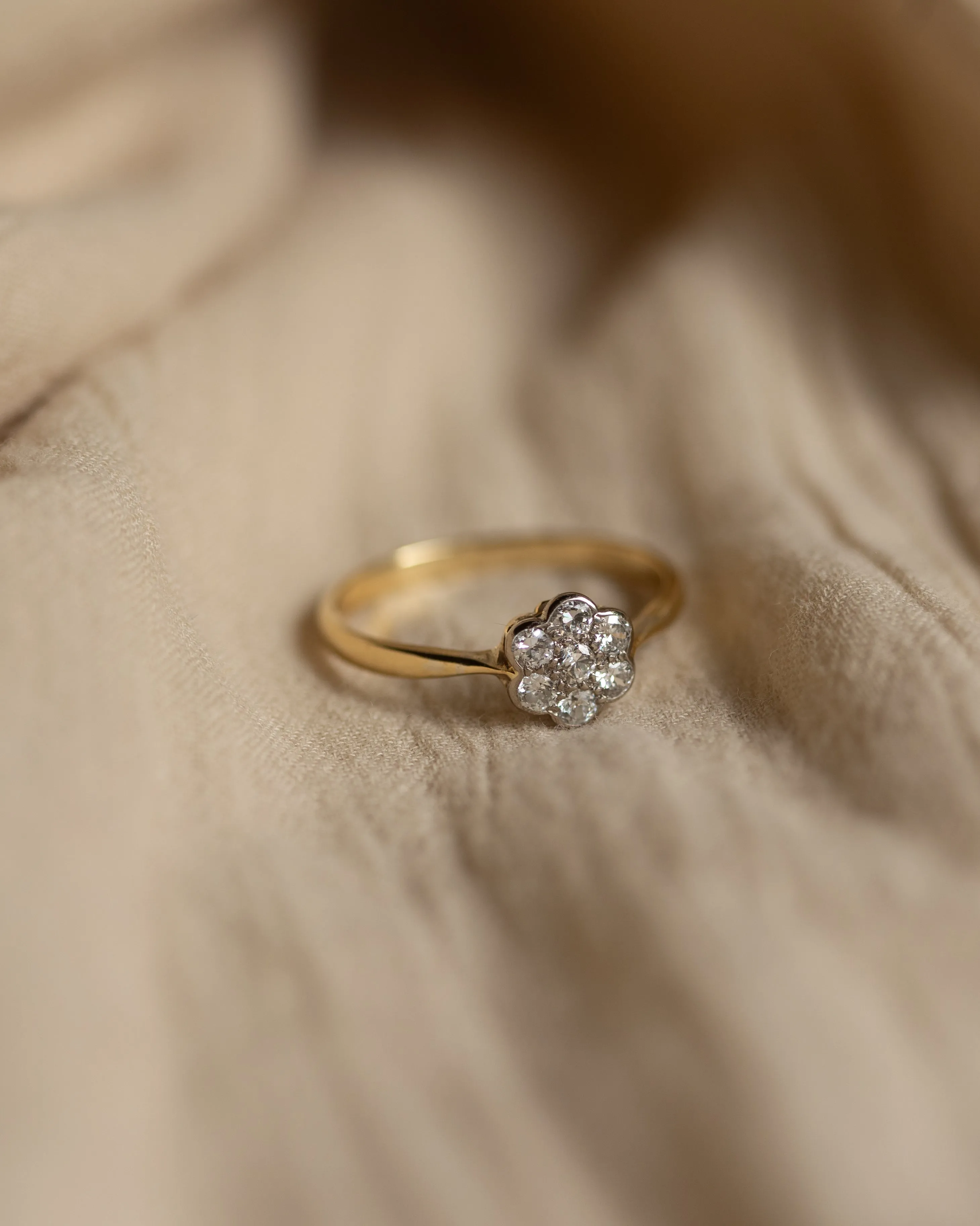 Edith Antique 18ct Gold Diamond Daisy Cluster Ring sold by Rock n Rose product image thumbnail 4