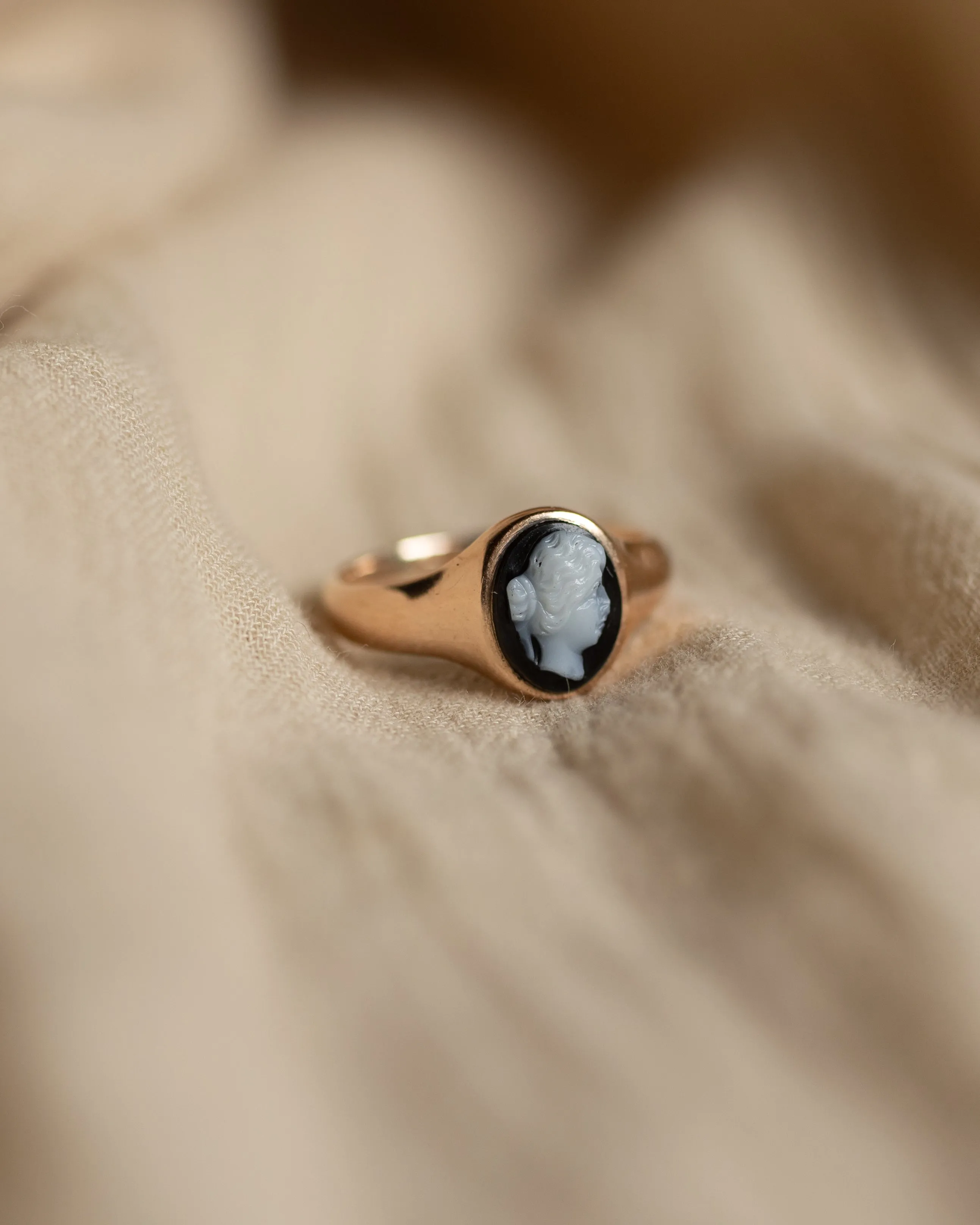 Dorothea 1913 Antique 9ct Gold Black Onyx Cameo Ring sold by Rock n Rose product image thumbnail 4