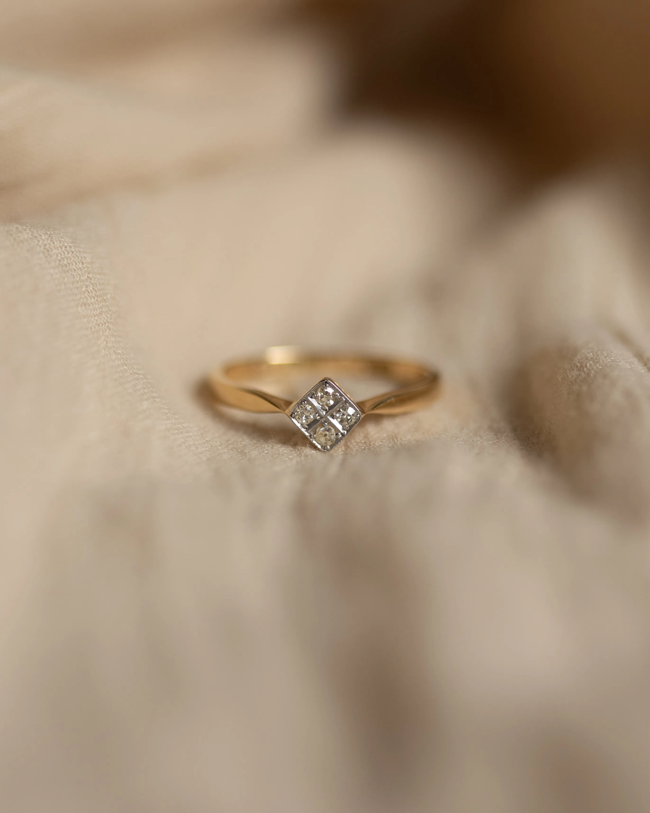 Grace Antique Art Deco 18ct Gold Diamond Cluster Ring sold by Rock n Rose product image thumbnail 3