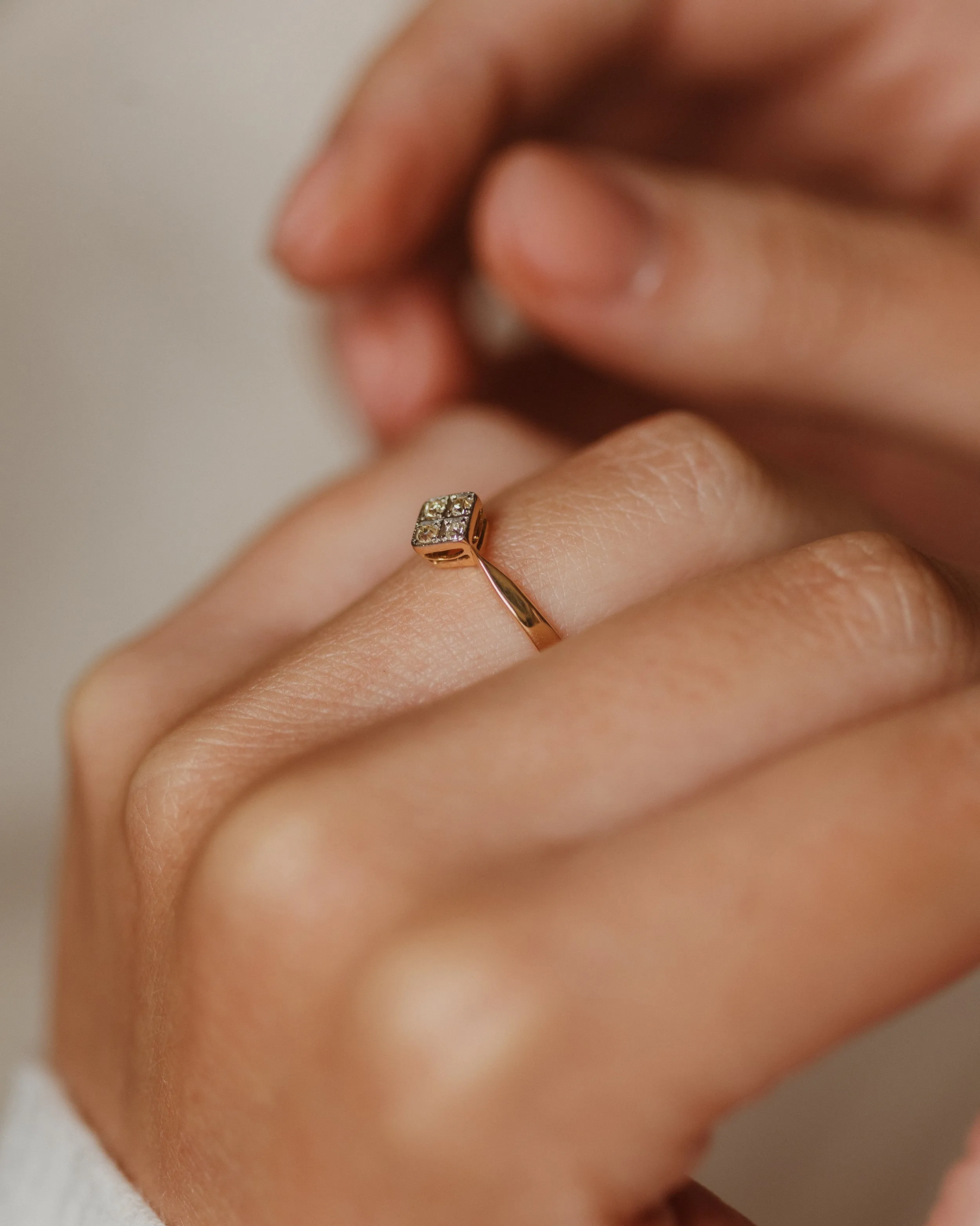 Grace Antique Art Deco 18ct Gold Diamond Cluster Ring sold by Rock n Rose product image thumbnail 2