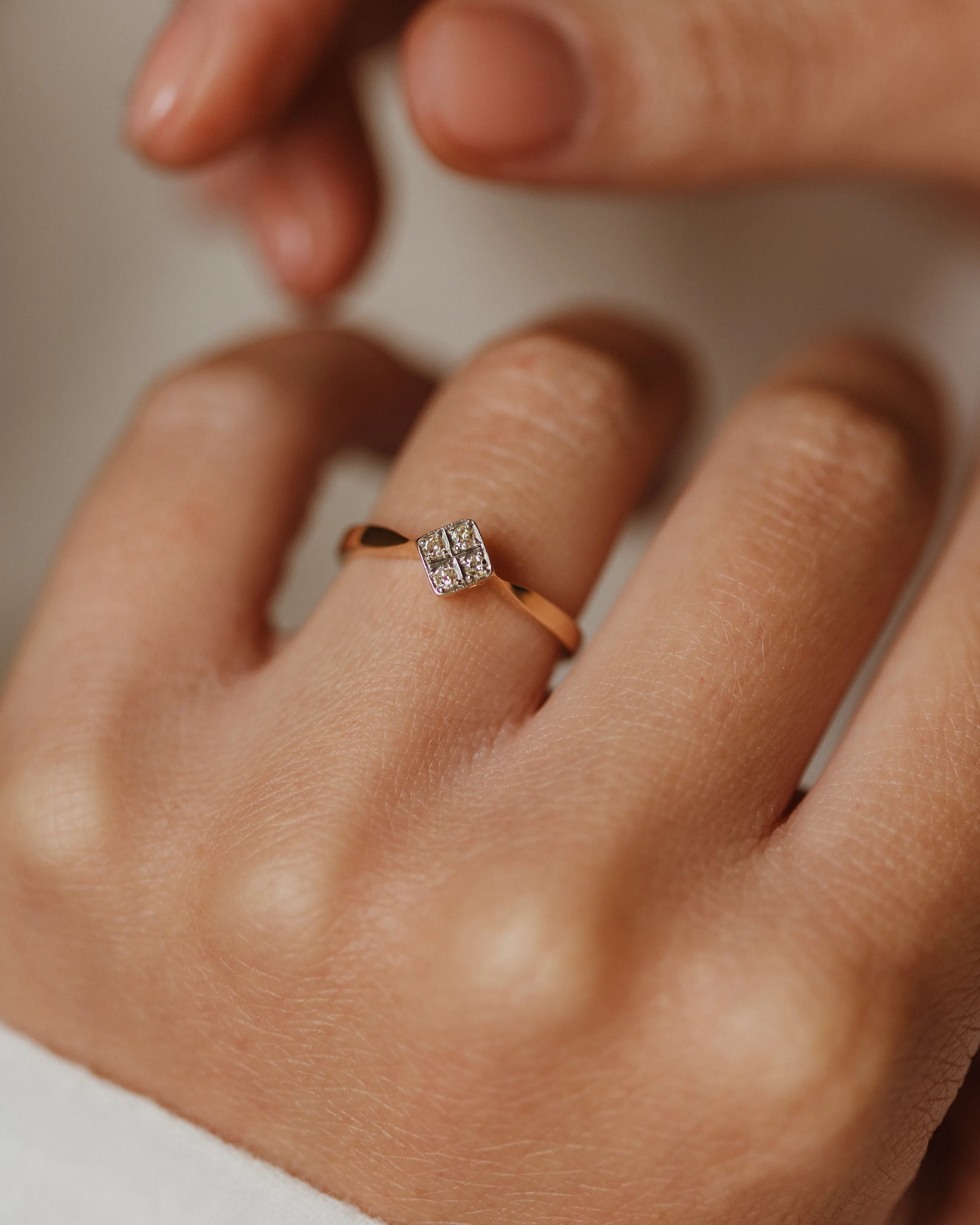 Grace Antique Art Deco 18ct Gold Diamond Cluster Ring sold by Rock n Rose