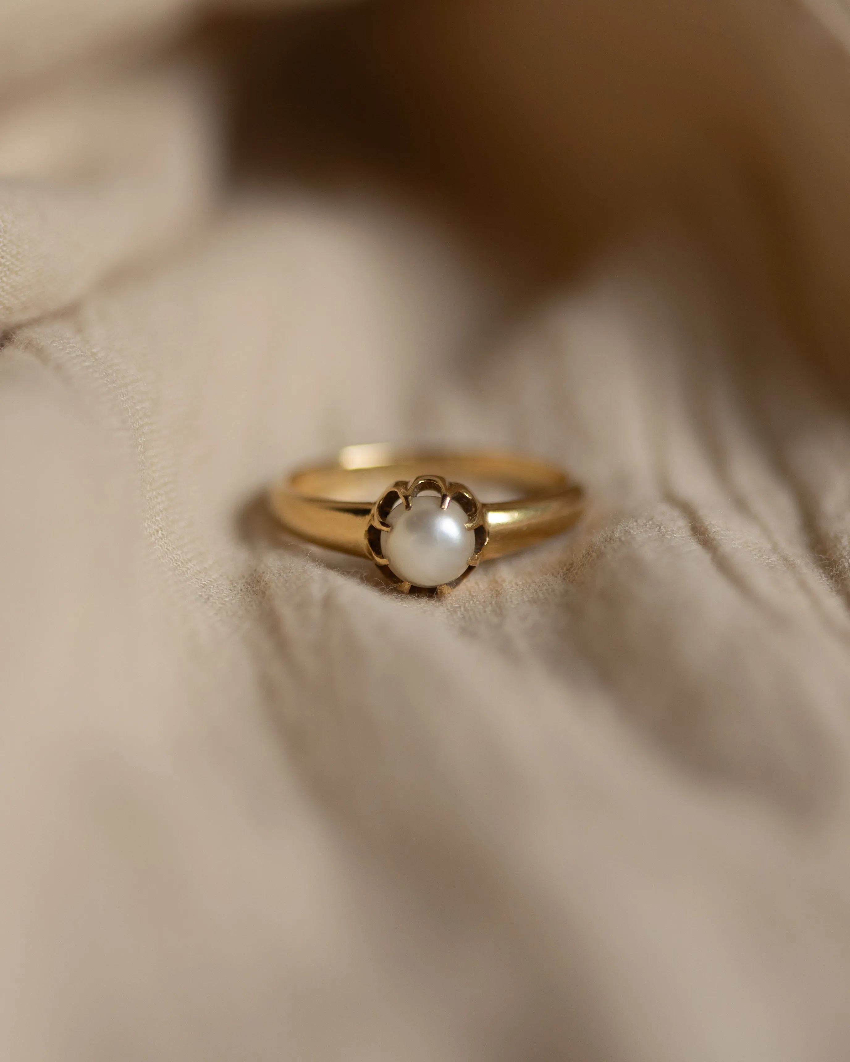 Patience 1892 Antique 18ct Gold Pearl Single Stone Ring sold by Rock n Rose product image thumbnail 3