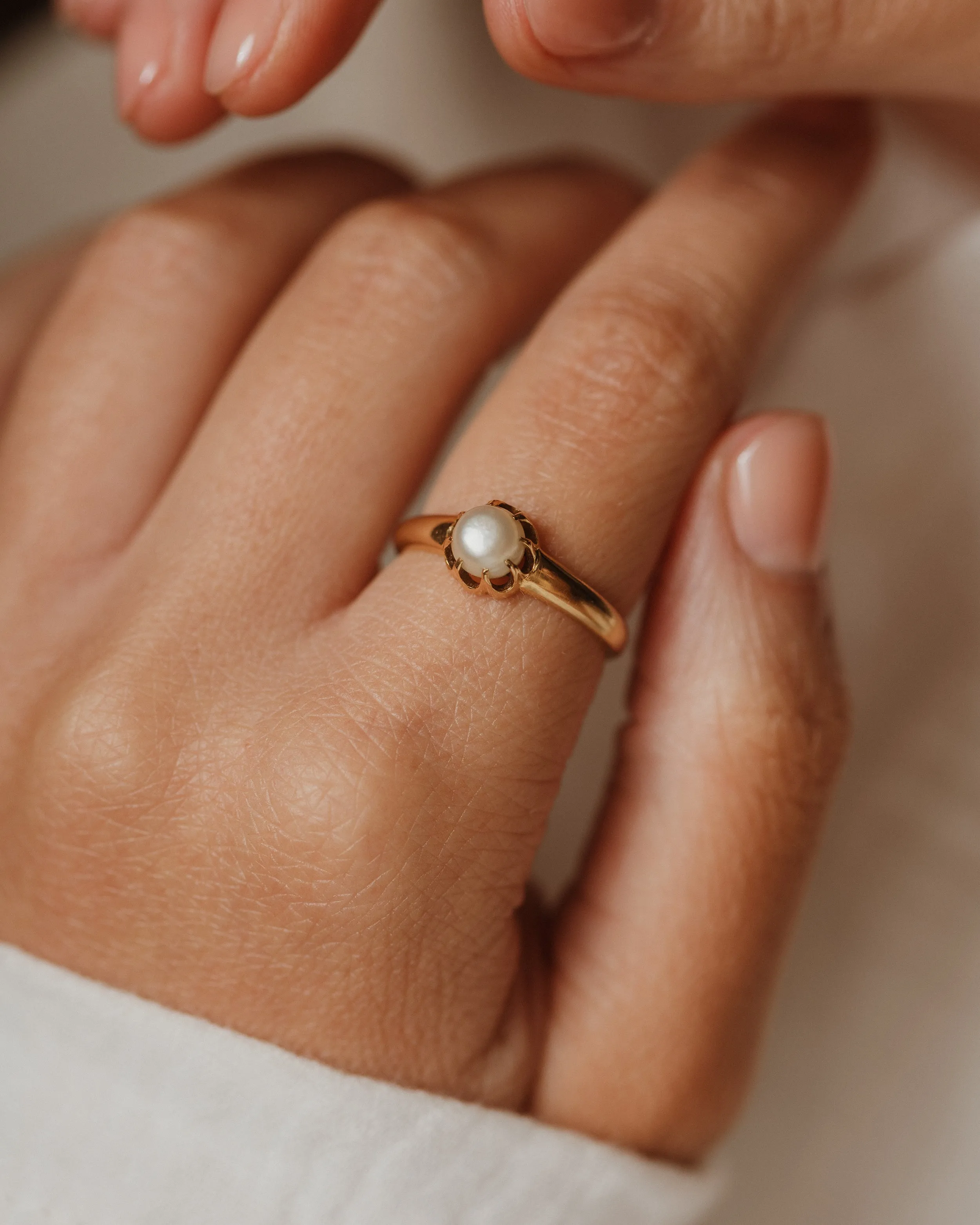 Patience 1892 Antique 18ct Gold Pearl Single Stone Ring sold by Rock n Rose