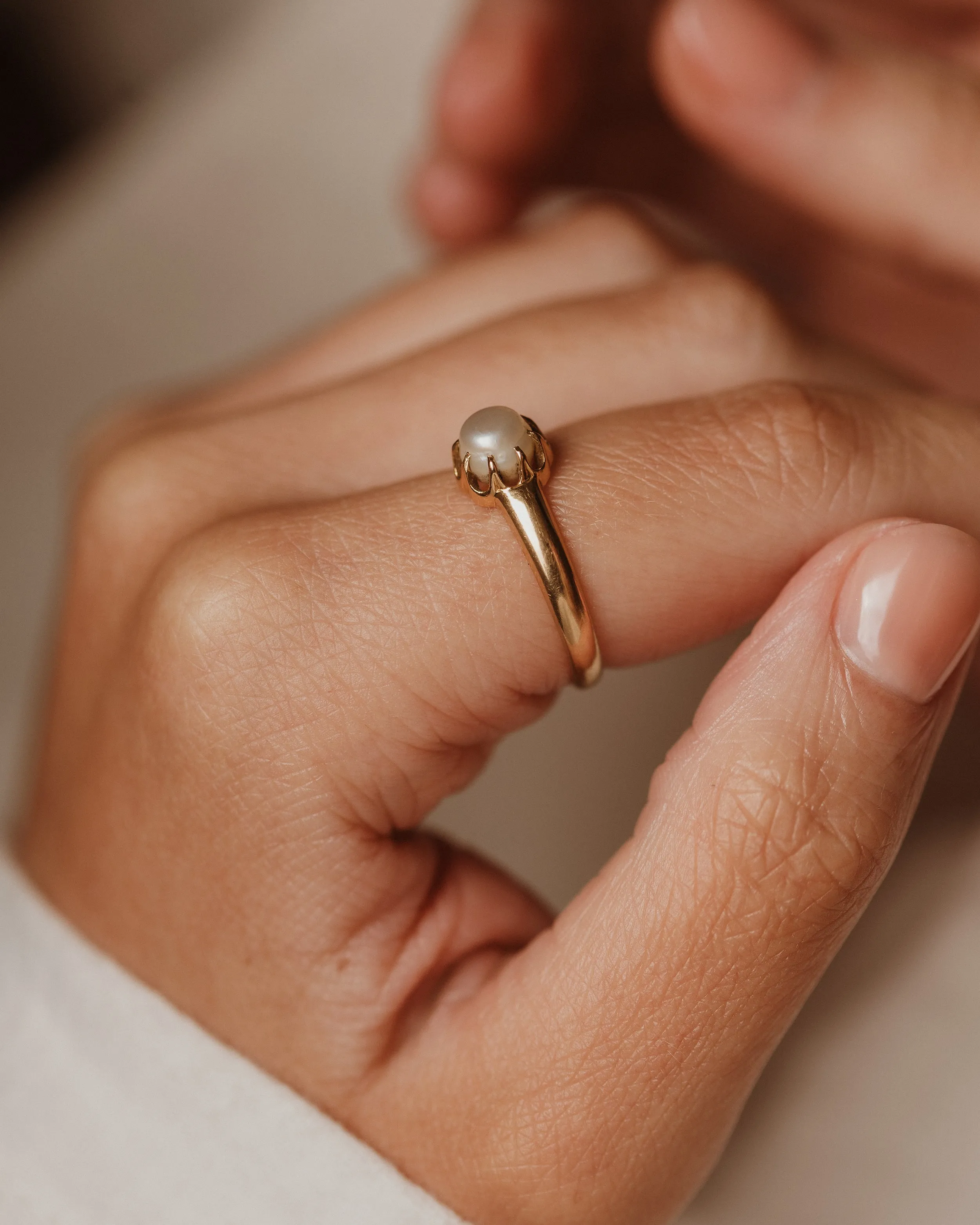 Patience 1892 Antique 18ct Gold Pearl Single Stone Ring sold by Rock n Rose product image thumbnail 2
