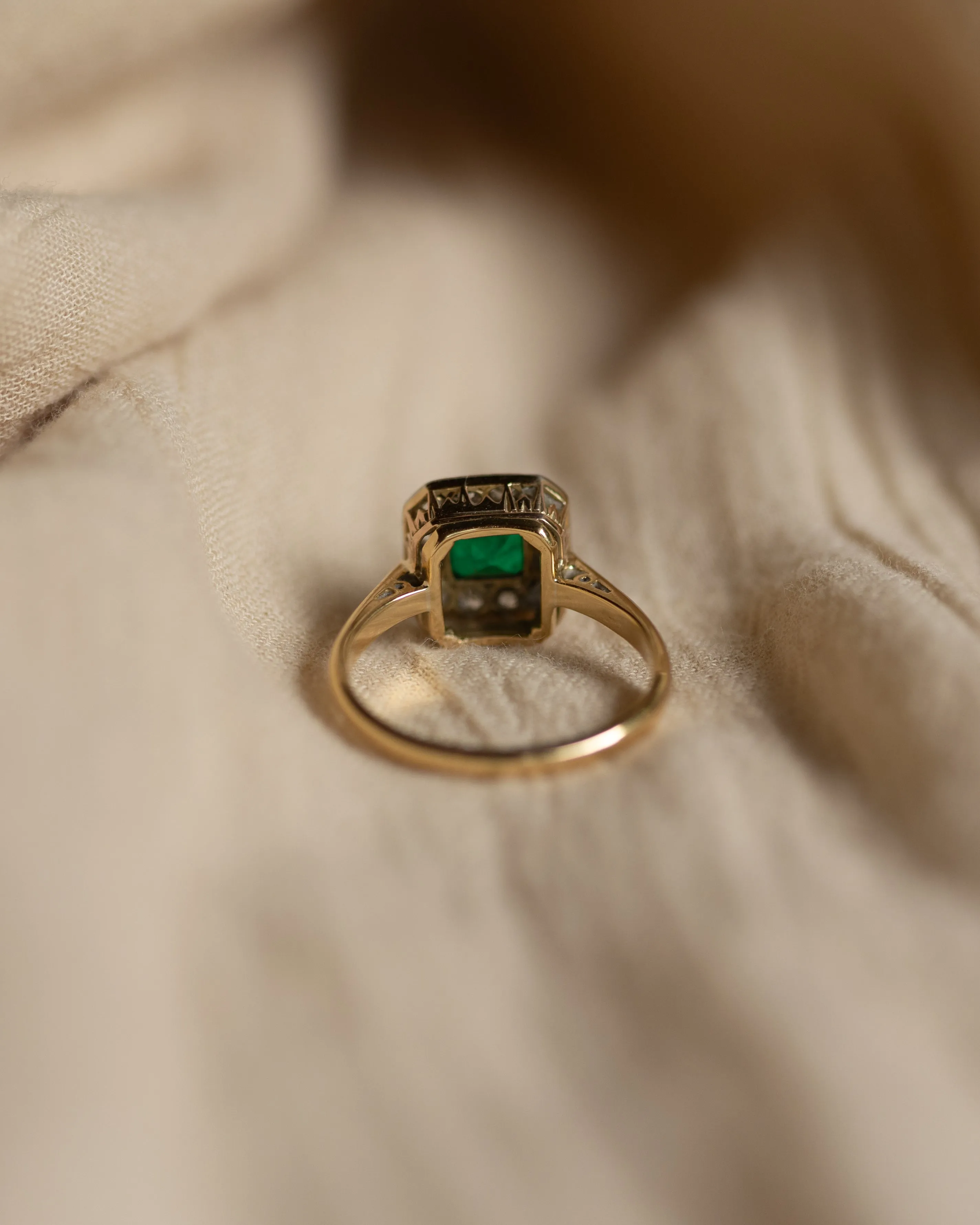 Eloise Antique 18ct Gold Emerald & Diamond Cluster Ring sold by Rock n Rose product image thumbnail 5
