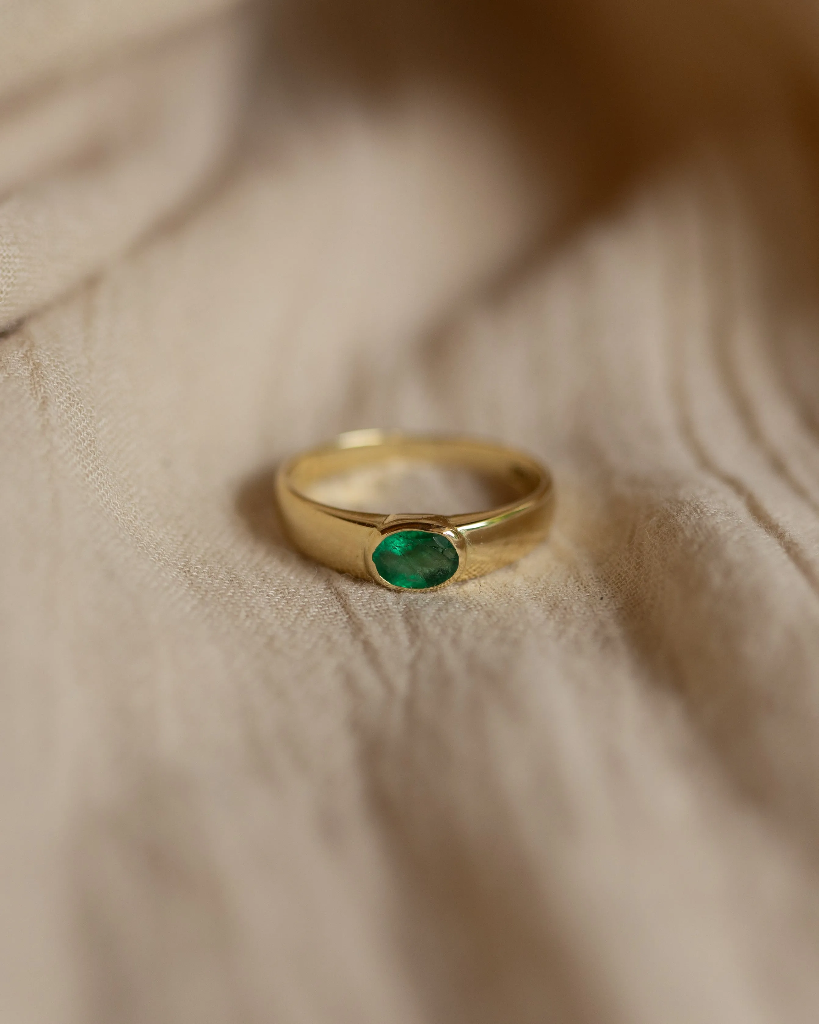 Josephine Vintage 18ct Gold Emerald Single Stone Ring sold by Rock n Rose