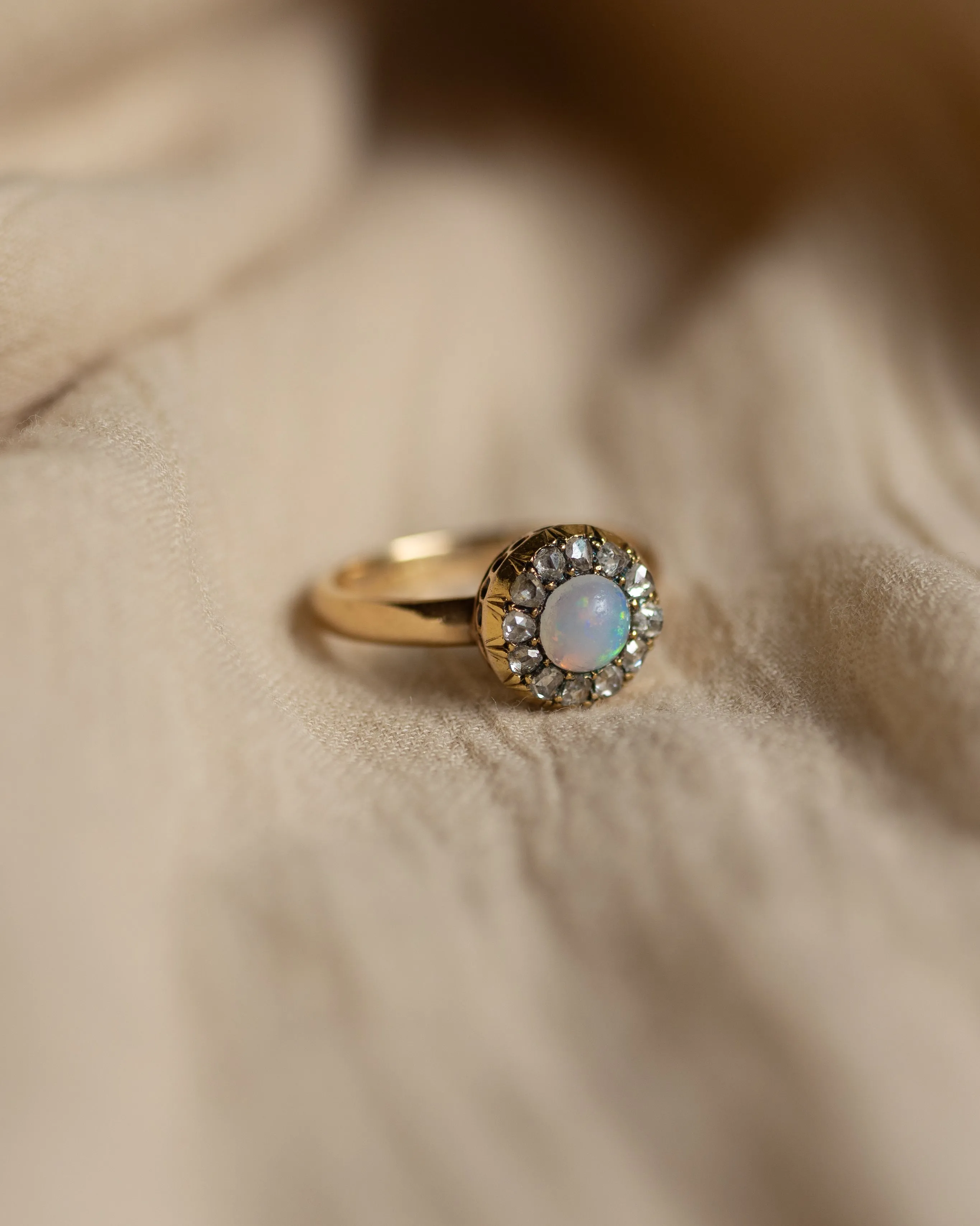 Leonora Antique 18ct Gold Opal & Diamond Cluster Ring sold by Rock n Rose product image thumbnail 4
