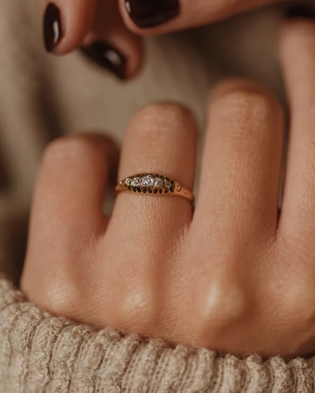 Violette 1904 Antique Edwardian 18ct Gold Diamond Five Stone Ring sold by Rock n Rose