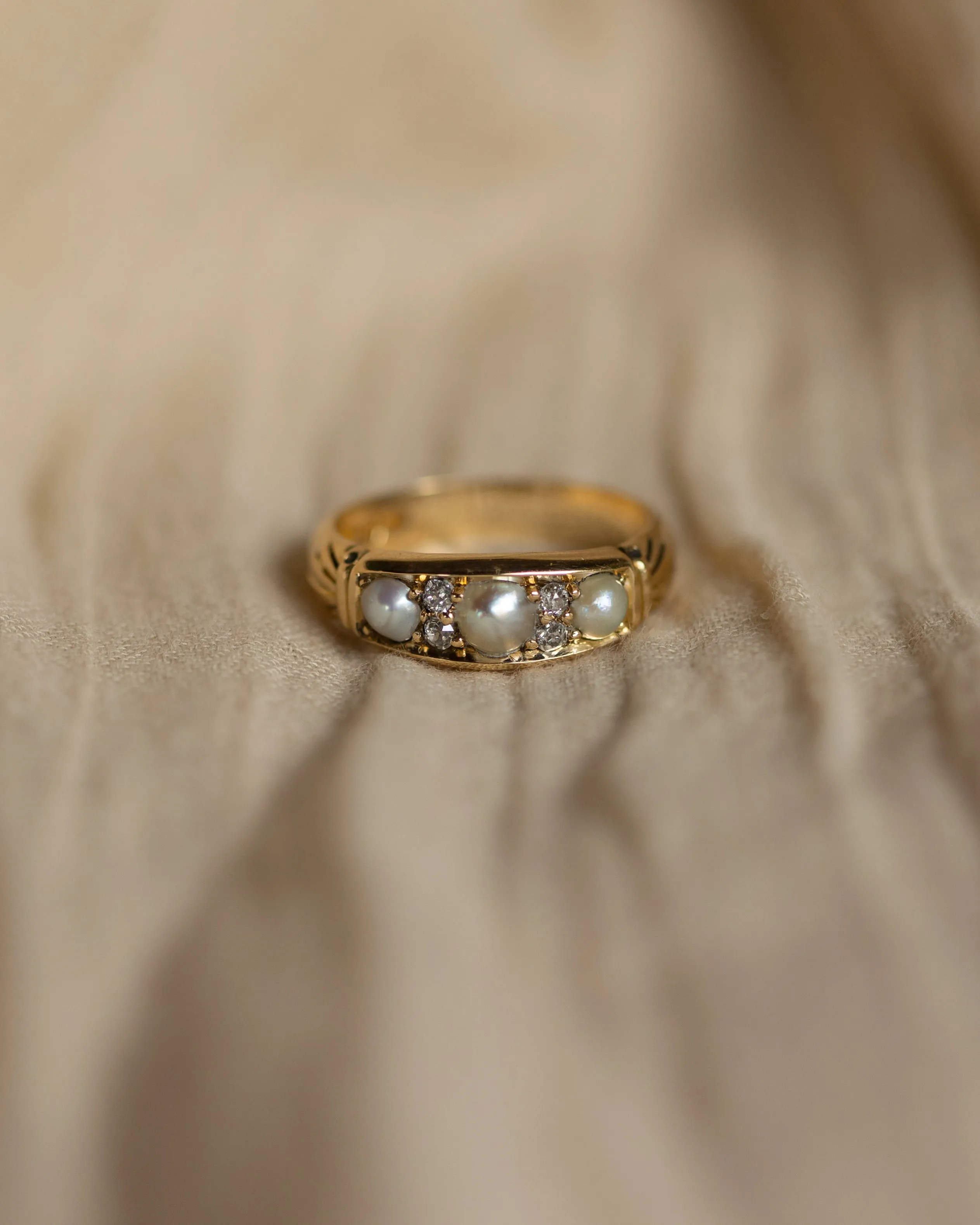 Philippa 1890 Antique Victorian 18ct Gold Pearl & Diamond Ring sold by Rock n Rose product image thumbnail 3
