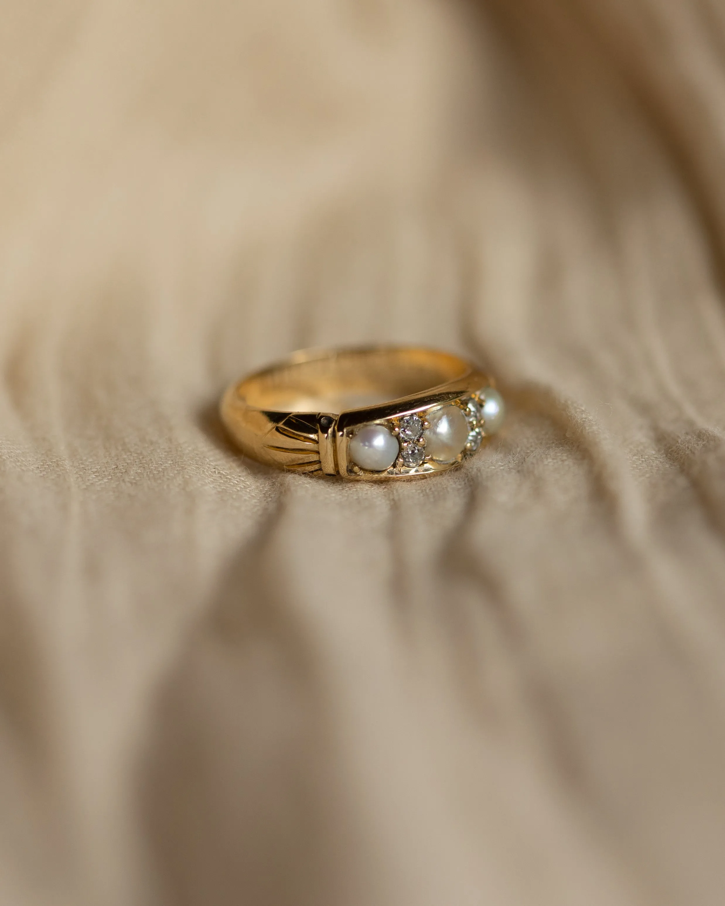 Philippa 1890 Antique Victorian 18ct Gold Pearl & Diamond Ring sold by Rock n Rose product image thumbnail 4