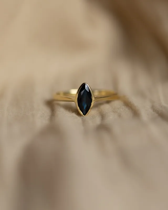 Cora Vintage 14ct Gold Marquise Sapphire Single Stone Ring sold by Rock n Rose