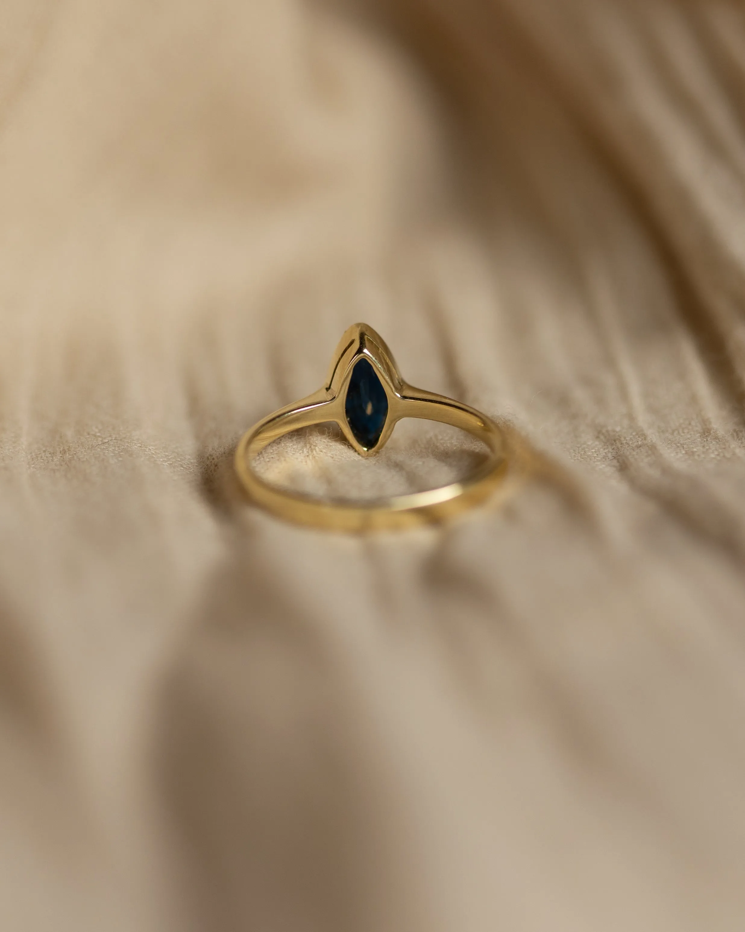Cora Vintage 14ct Gold Marquise Sapphire Single Stone Ring sold by Rock n Rose product image thumbnail 5