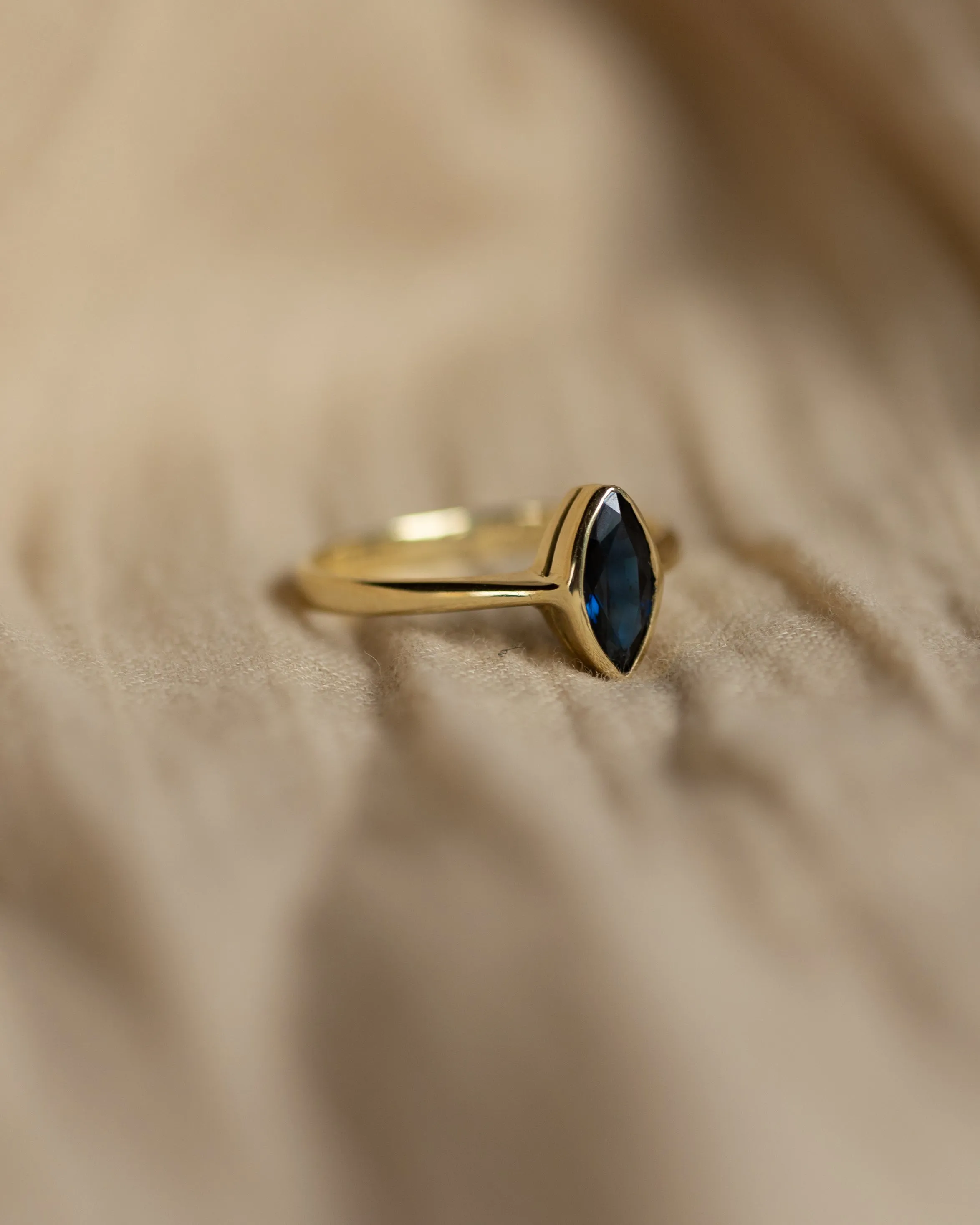 Cora Vintage 14ct Gold Marquise Sapphire Single Stone Ring sold by Rock n Rose product image thumbnail 4