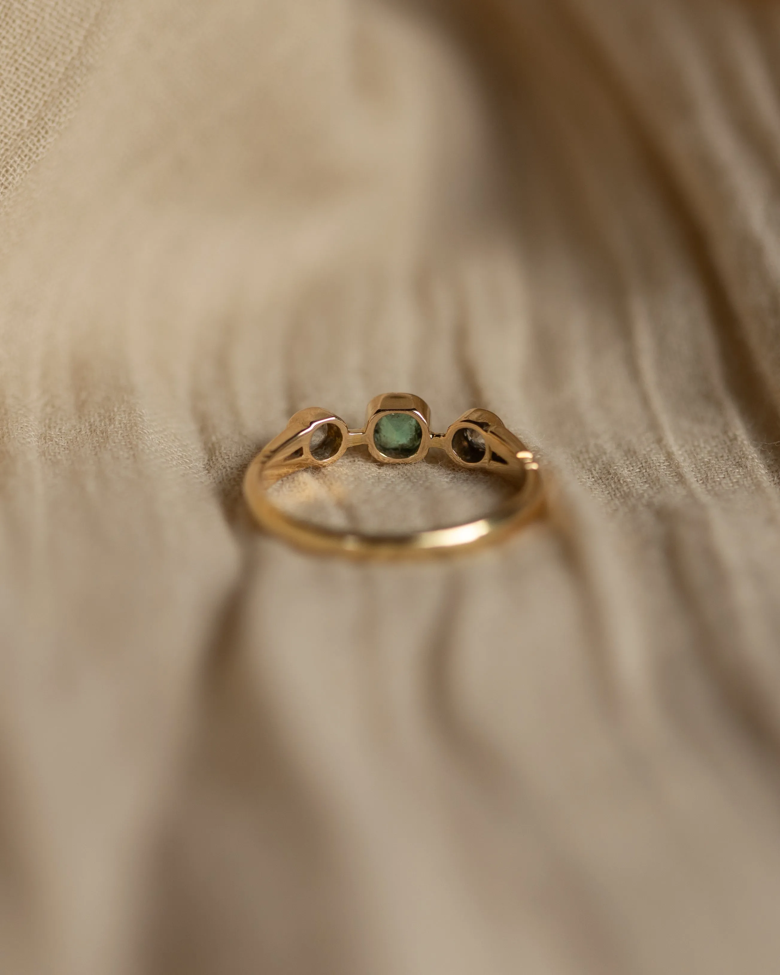 Alfreda 1911 Antique 18ct Gold Emerald & Diamond Trilogy Ring sold by Rock n Rose product image thumbnail 5