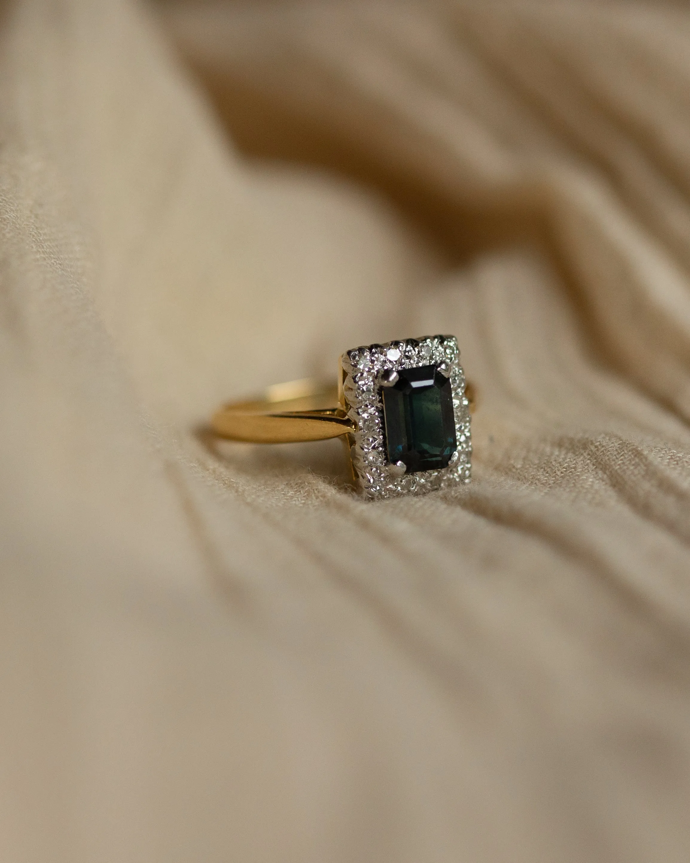 Margaret Vintage 18ct Gold Sapphire & Diamond Cluster Ring sold by Rock n Rose product image thumbnail 4