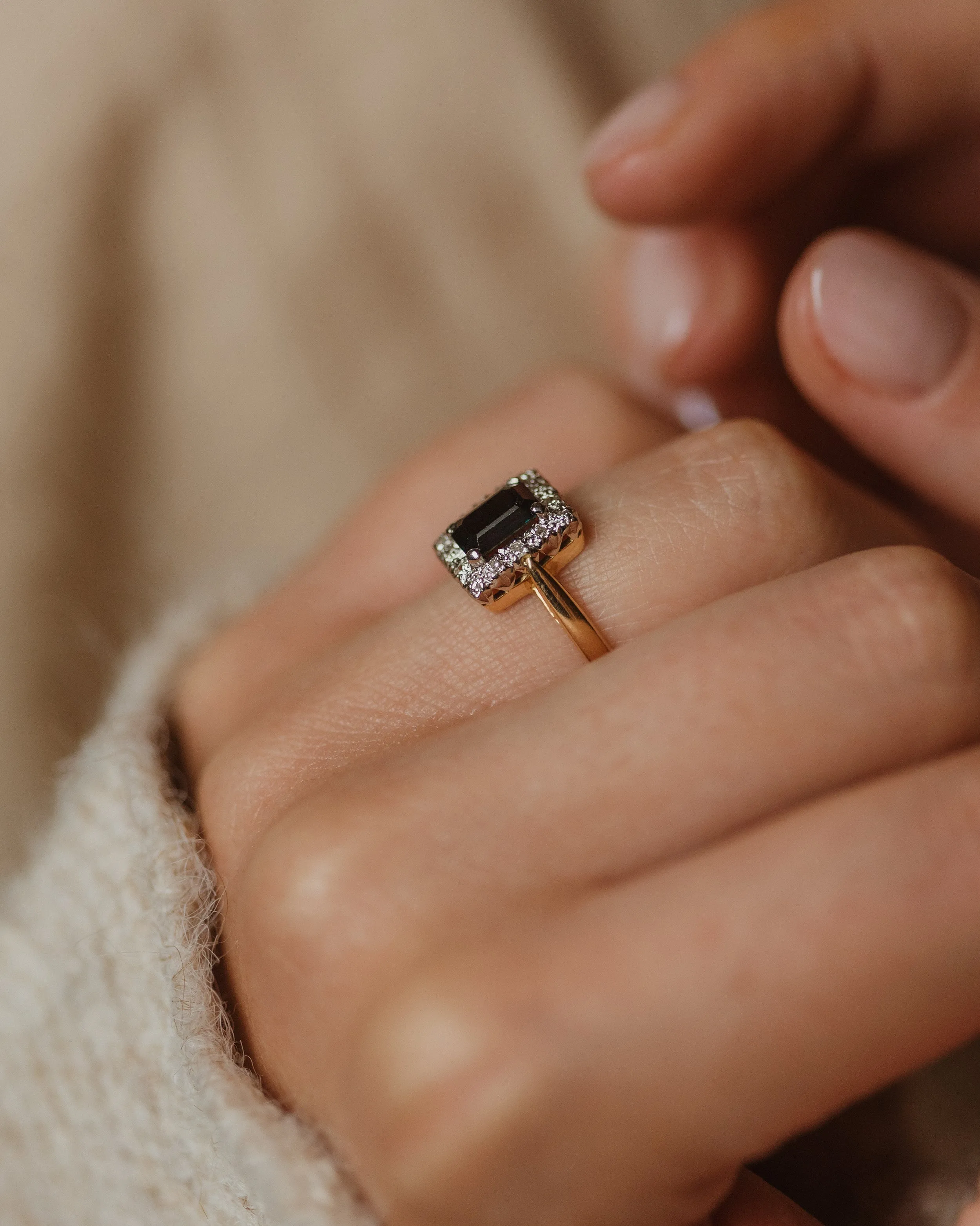 Margaret Vintage 18ct Gold Sapphire & Diamond Cluster Ring sold by Rock n Rose product image thumbnail 2