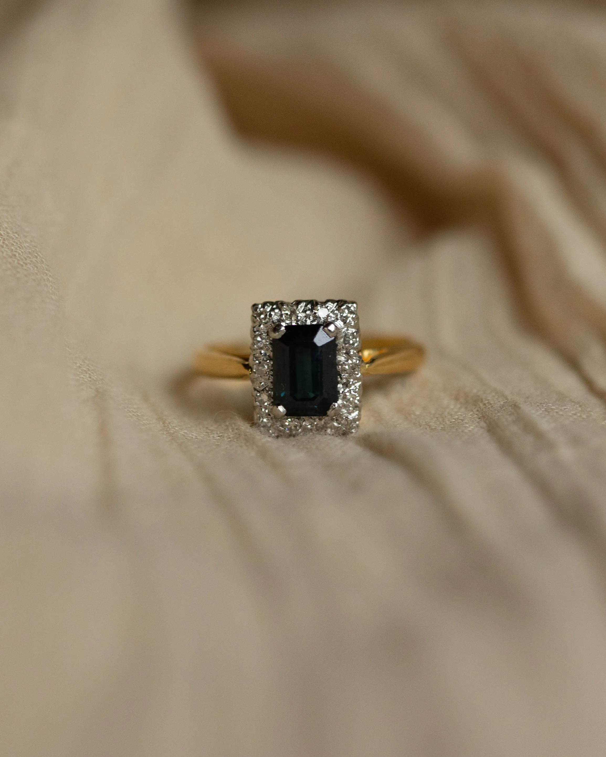 Margaret Vintage 18ct Gold Sapphire & Diamond Cluster Ring sold by Rock n Rose product image thumbnail 3