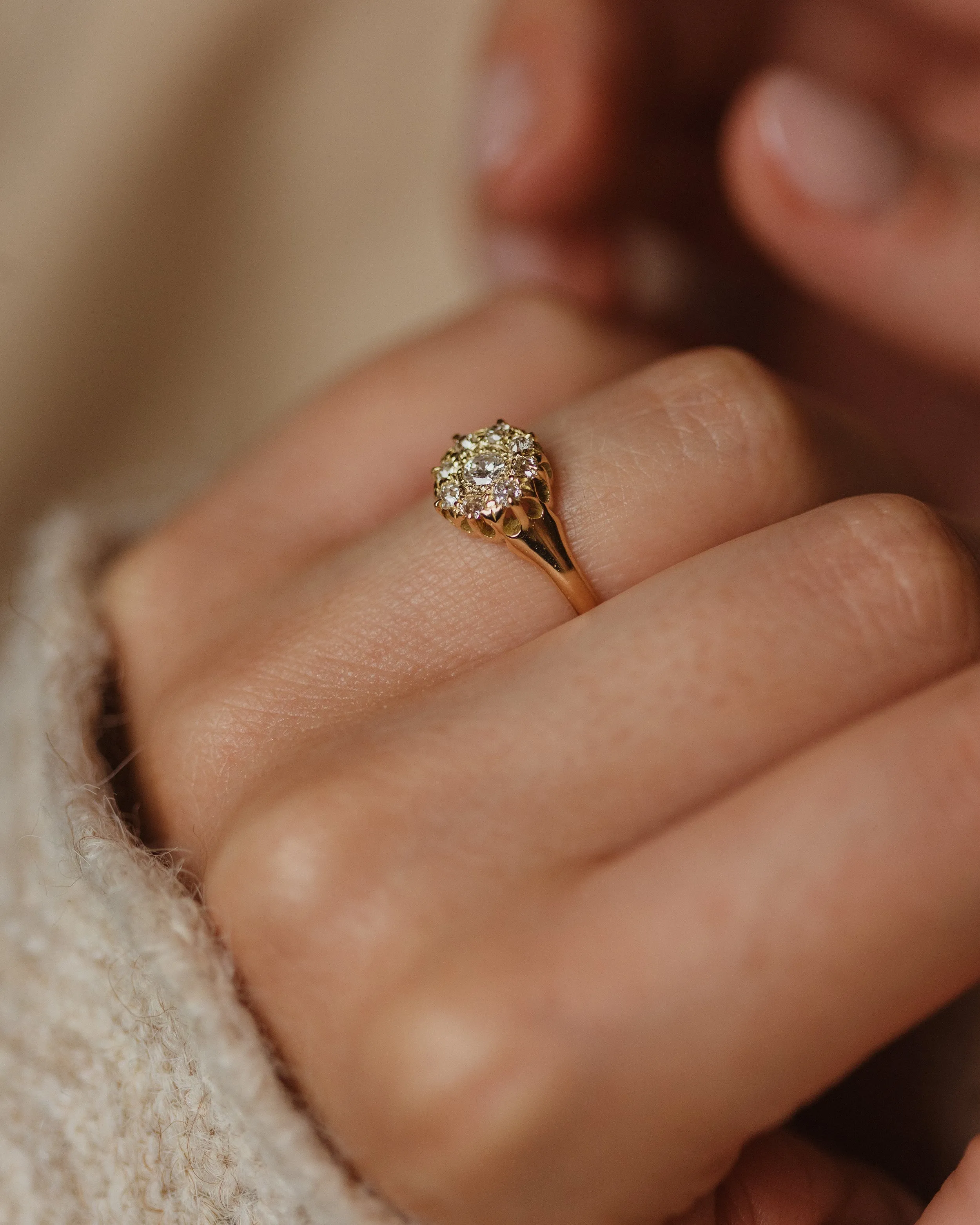 Juliette Antique 18ct Gold Diamond Cluster Ring sold by Rock n Rose product image thumbnail 3