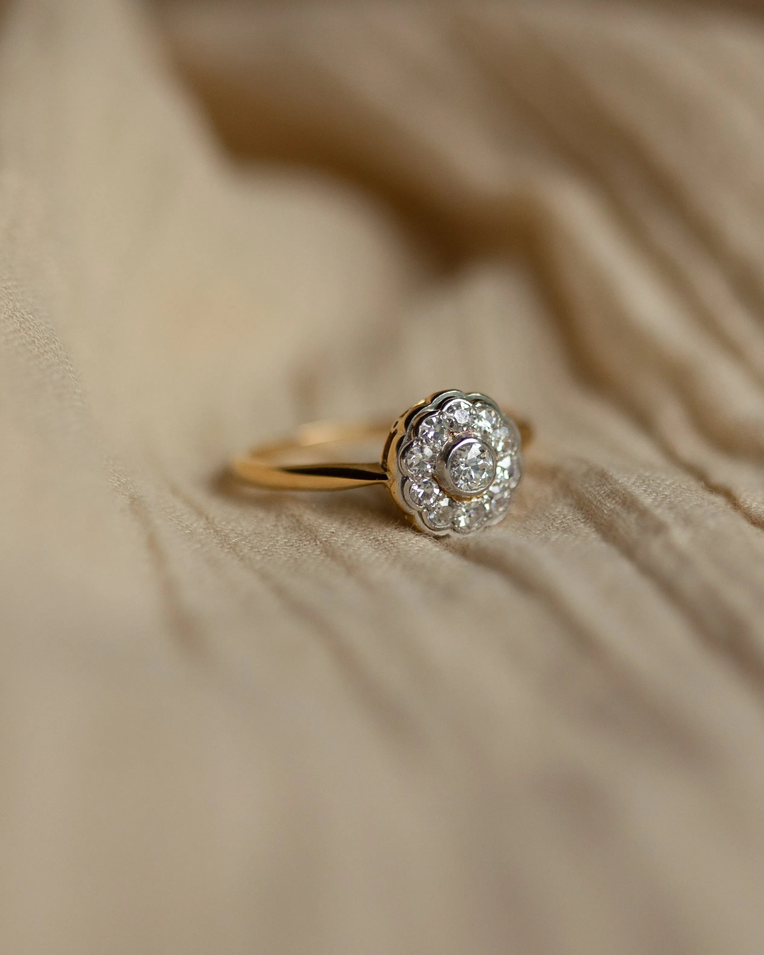 Céline Antique 18ct Gold Diamond Daisy Cluster Ring sold by Rock n Rose product image thumbnail 4