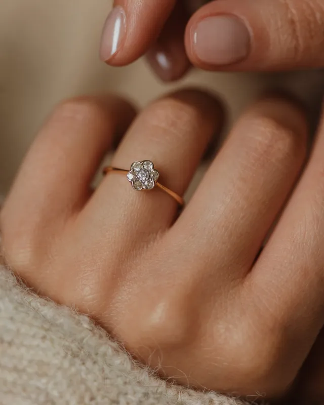 Madelyn Vintage 18ct Gold Diamond Daisy Cluster Ring sold by Rock n Rose