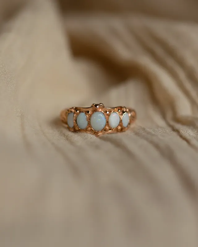 Reina 1990 Vintage 9ct Gold Opal Five Stone Ring sold by Rock n Rose