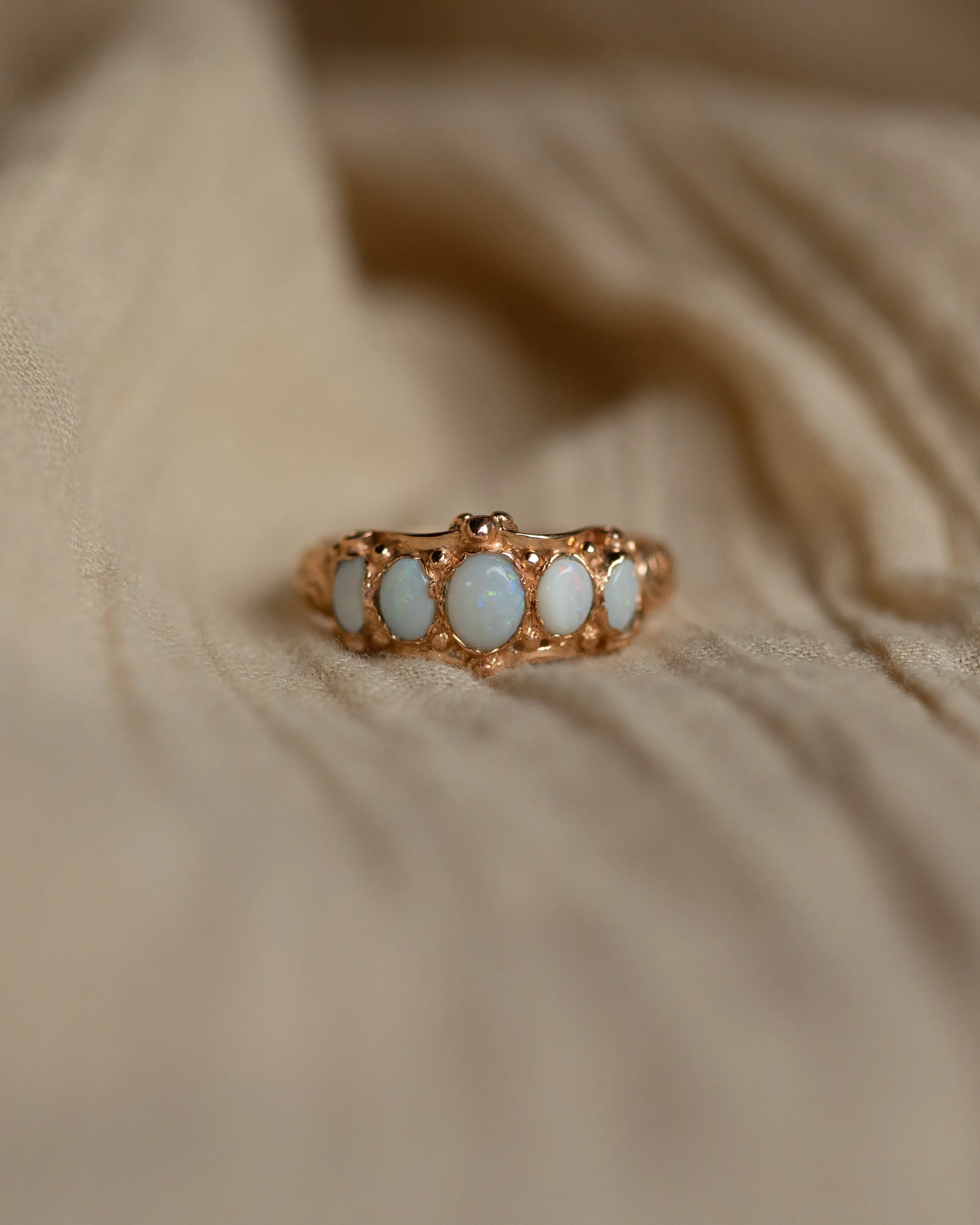Reina 1990 Vintage 9ct Gold Opal Five Stone Ring sold by Rock n Rose