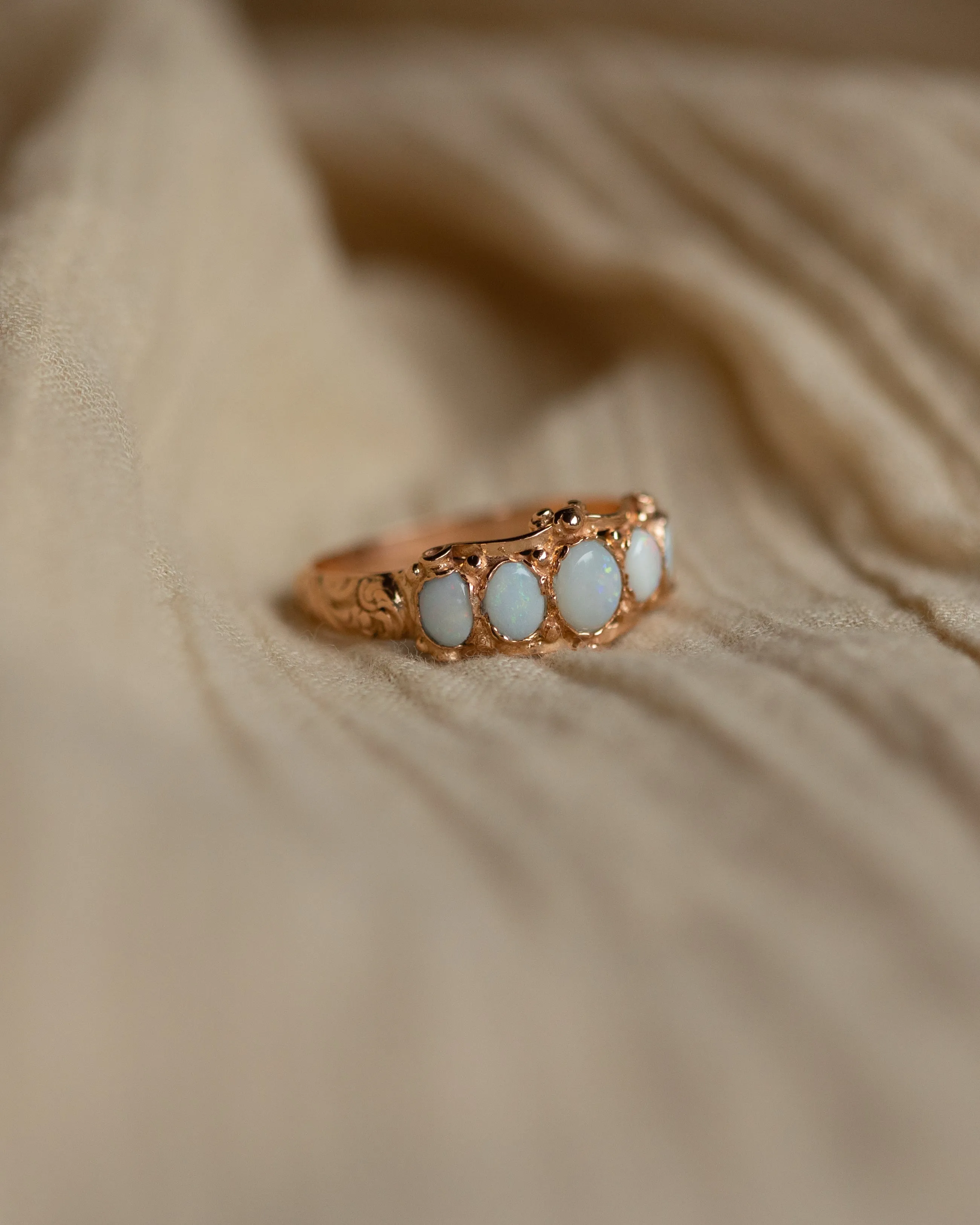 Reina 1990 Vintage 9ct Gold Opal Five Stone Ring sold by Rock n Rose product image thumbnail 5