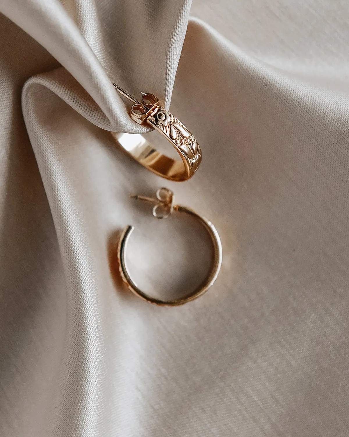 Holliday Gold Vermeil Floral Etched Hoops sold by Rock n Rose product image thumbnail 5