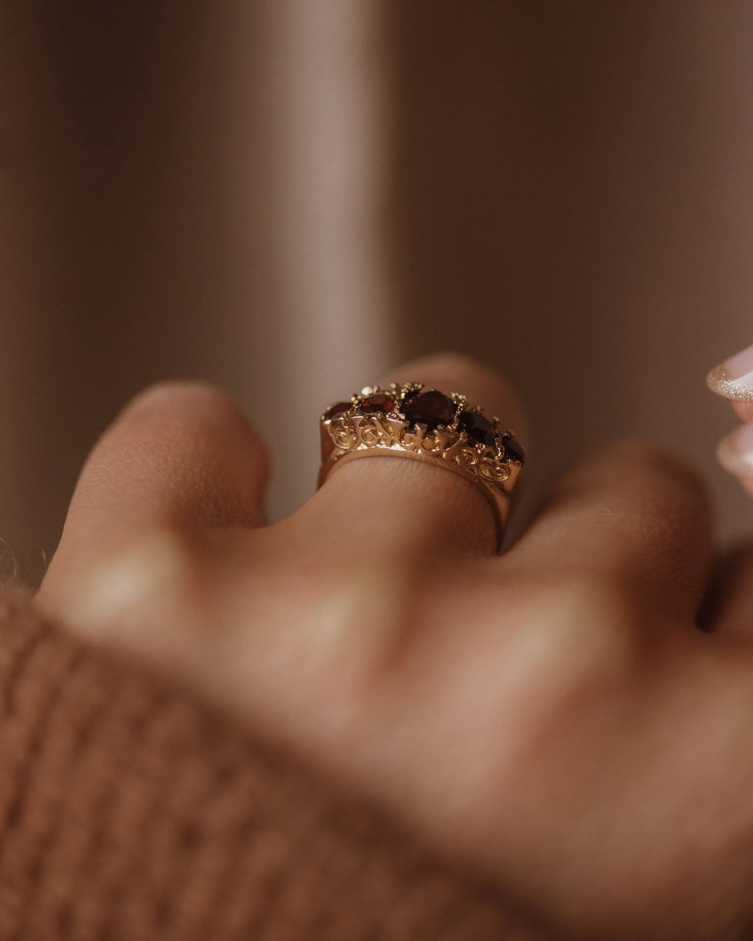 Nancy Vintage 9ct Gold Five Stone Garnet Ring sold by Rock n Rose product image thumbnail 3