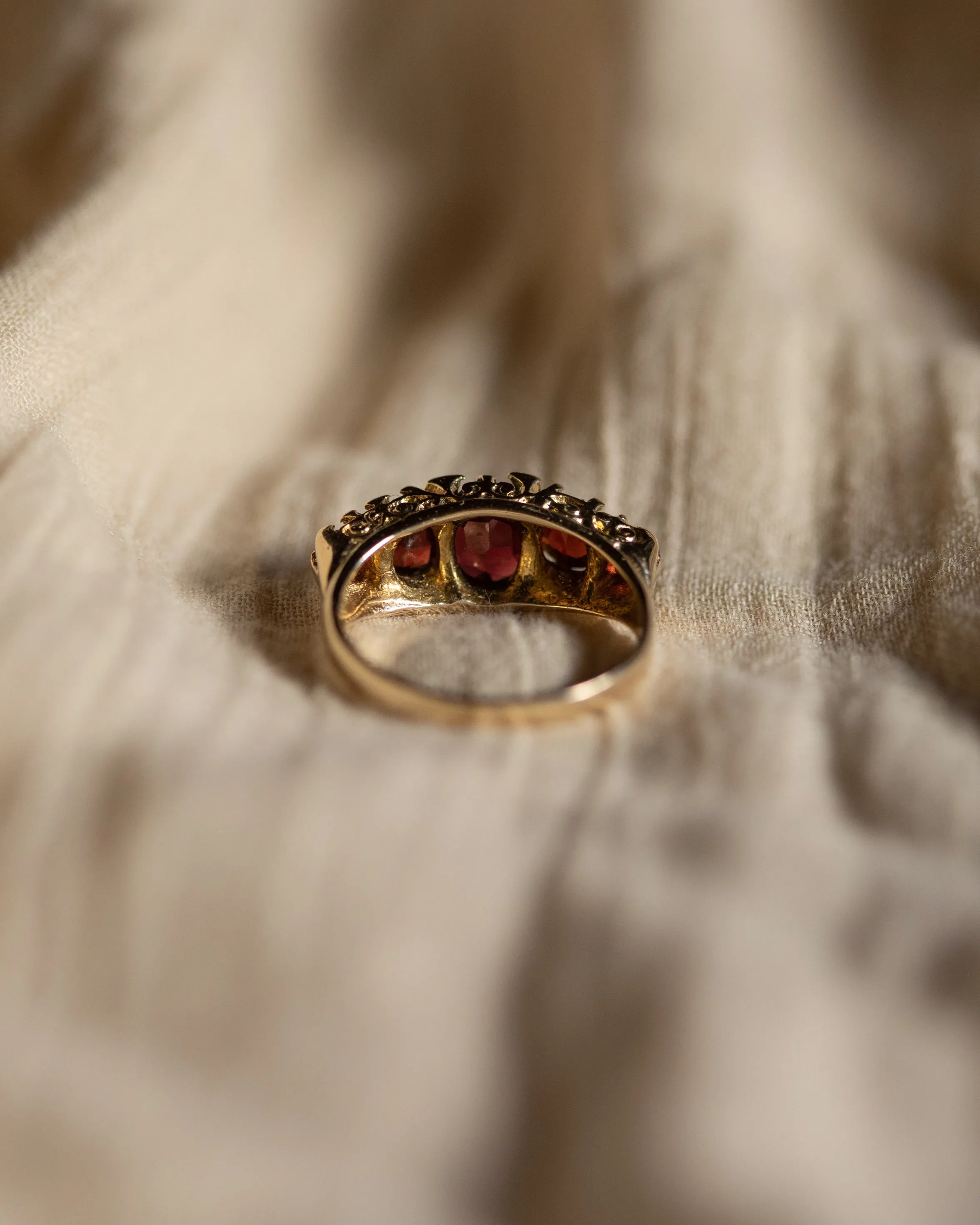 Nancy Vintage 9ct Gold Five Stone Garnet Ring sold by Rock n Rose product image thumbnail 5