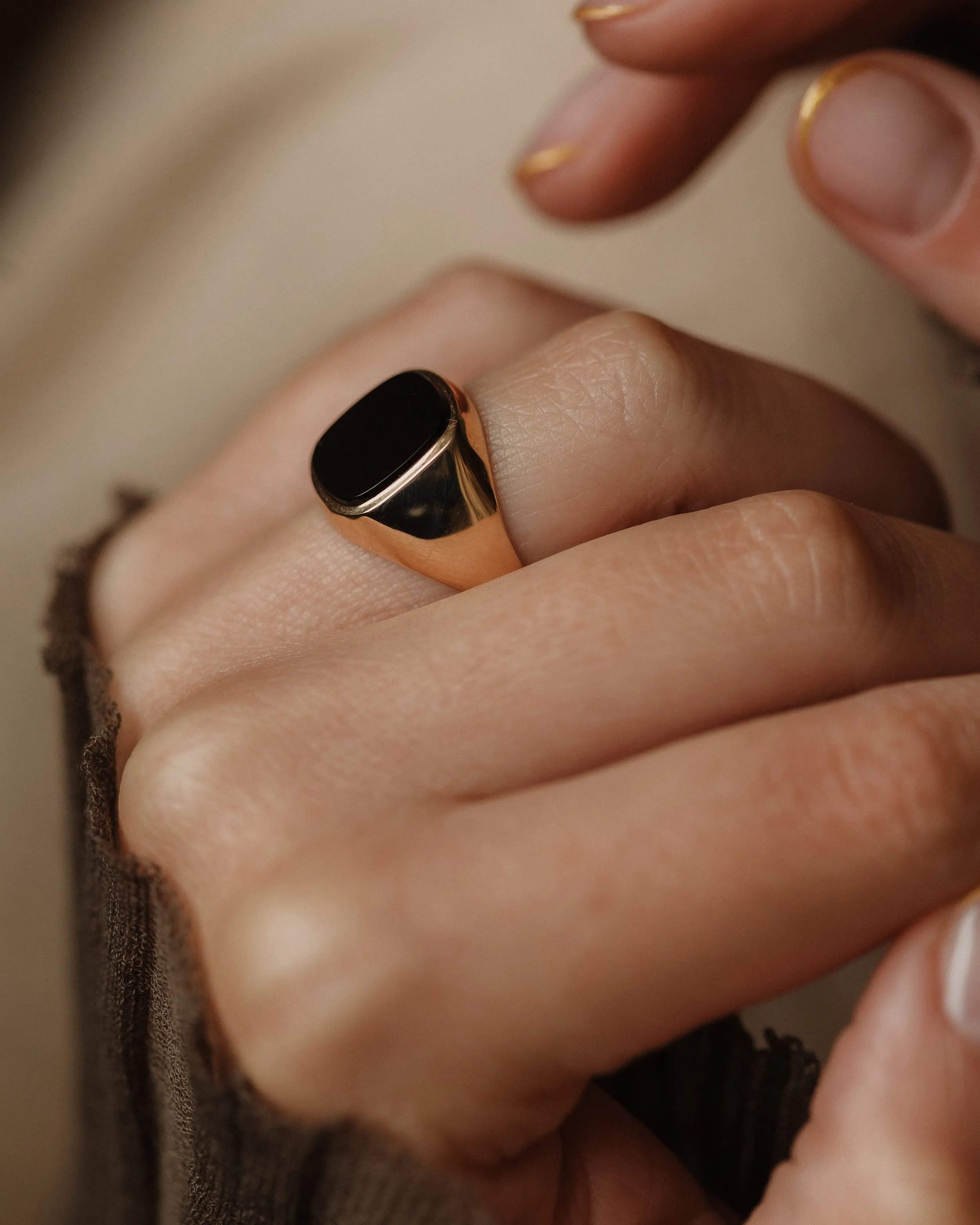 Irma 1973 Vintage 9ct Gold Black Onyx Signet Ring sold by Rock n Rose product image thumbnail 2