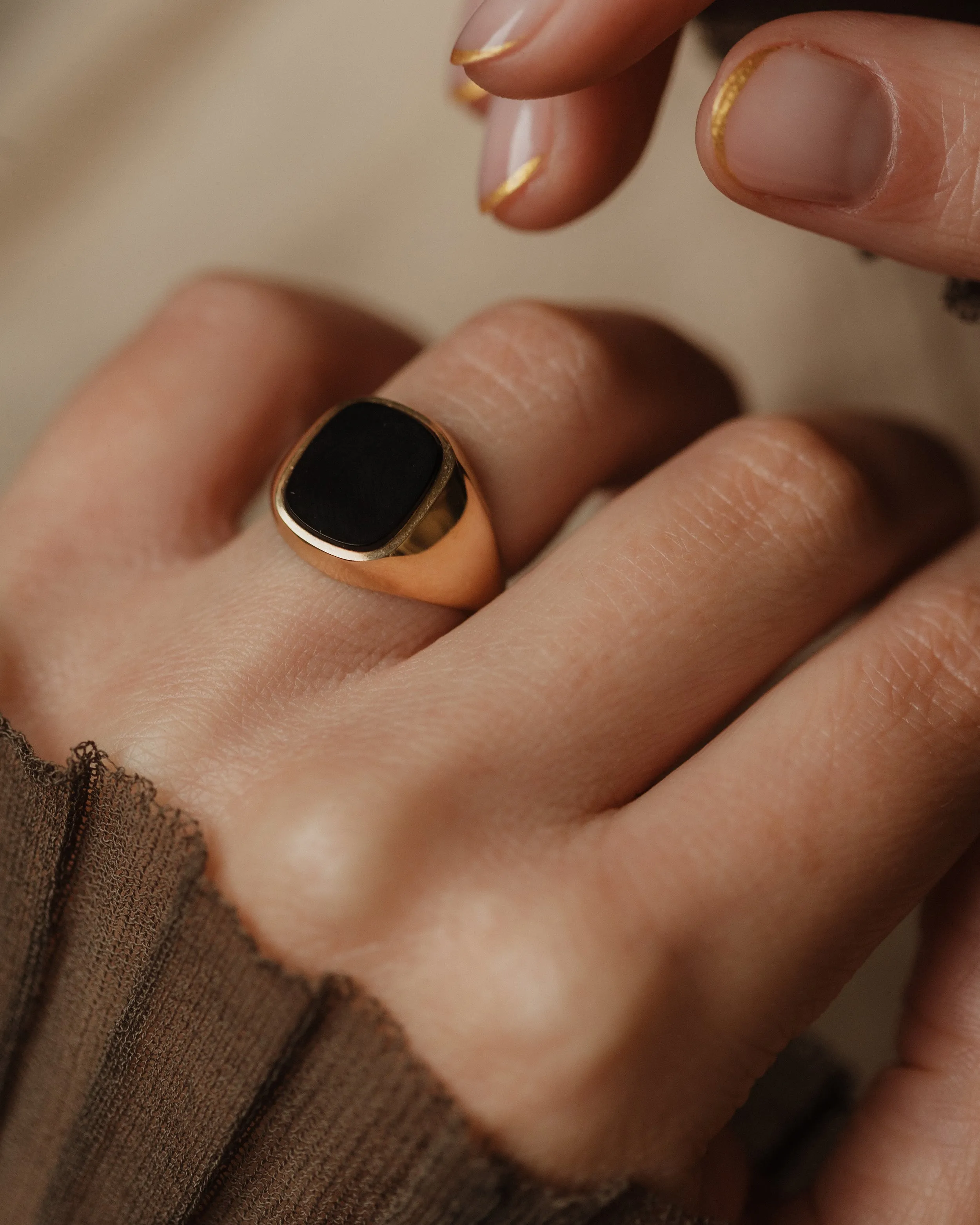 Irma 1973 Vintage 9ct Gold Black Onyx Signet Ring sold by Rock n Rose product image thumbnail 3