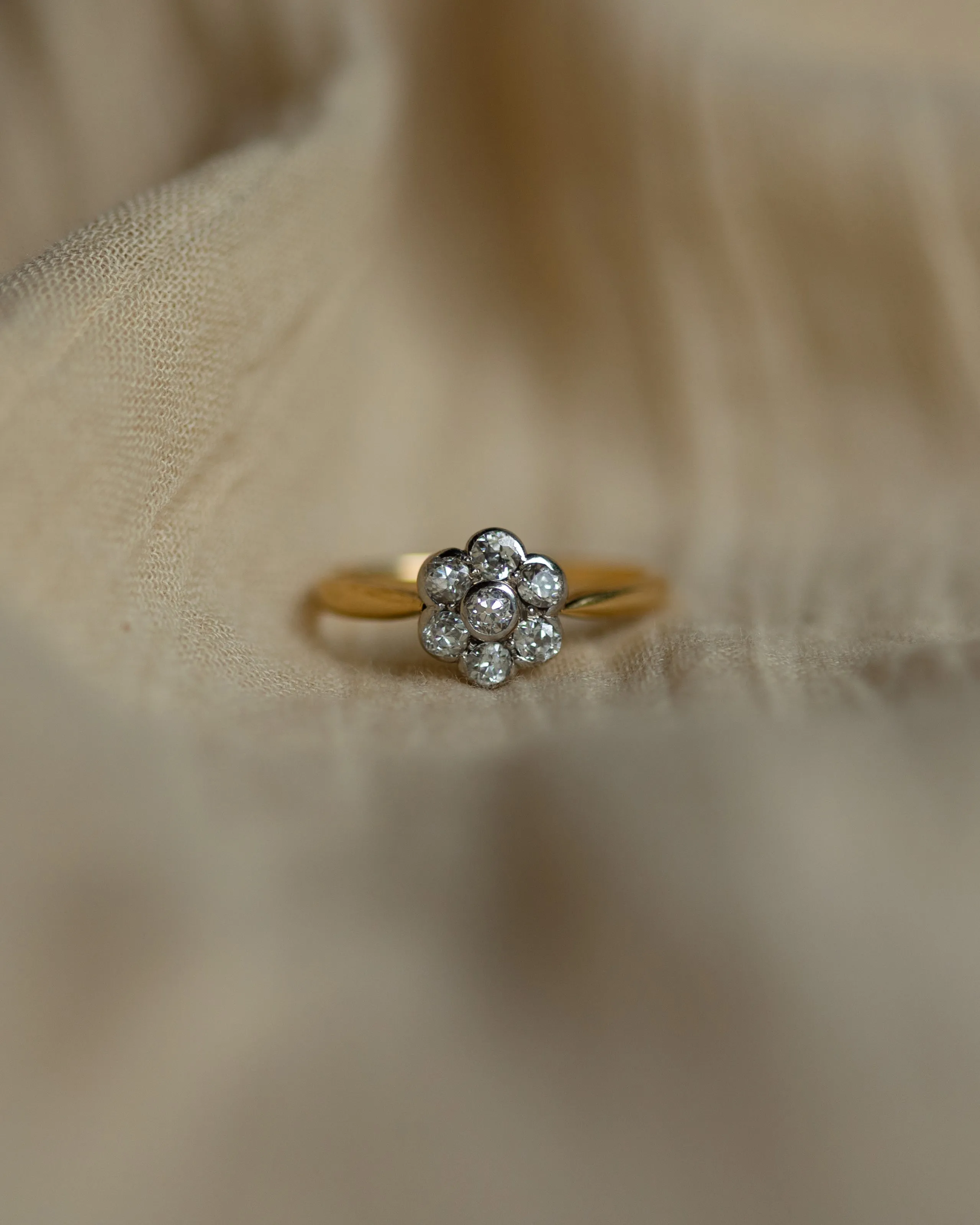 Josefina Antique 18ct Gold Diamond Daisy Cluster Ring sold by Rock n Rose product image thumbnail 3