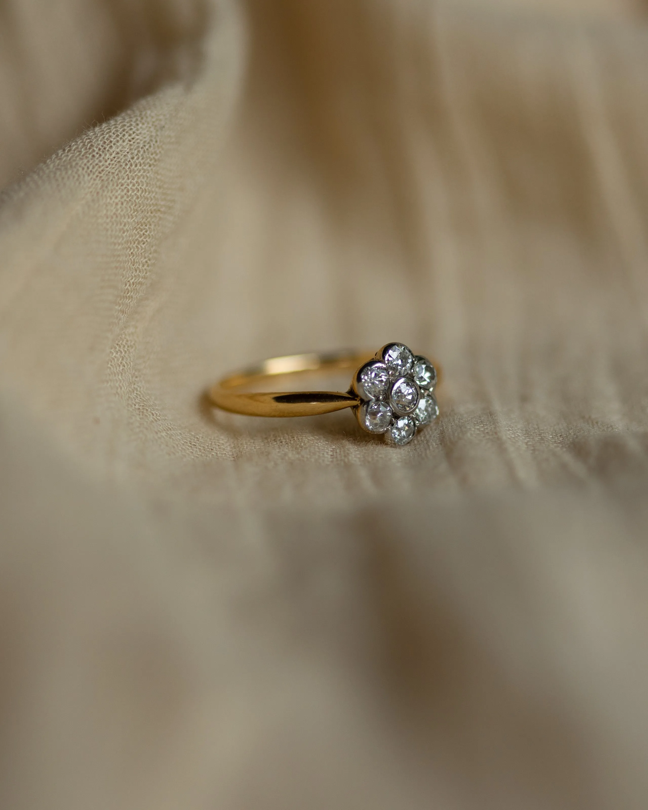 Josefina Antique 18ct Gold Diamond Daisy Cluster Ring sold by Rock n Rose product image thumbnail 4