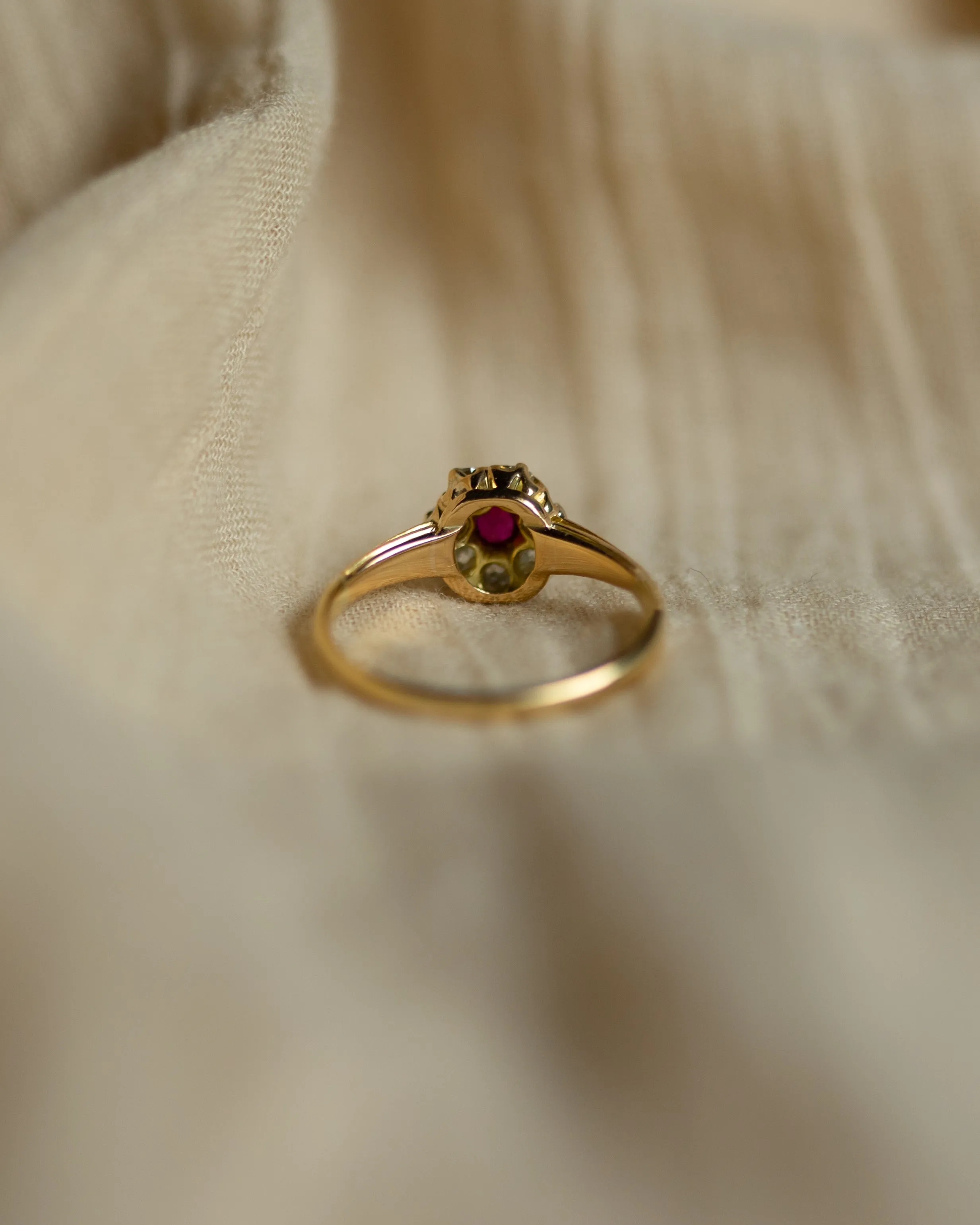 Violet Antique 18ct Gold Ruby & Diamond Cluster Ring sold by Rock n Rose product image thumbnail 5