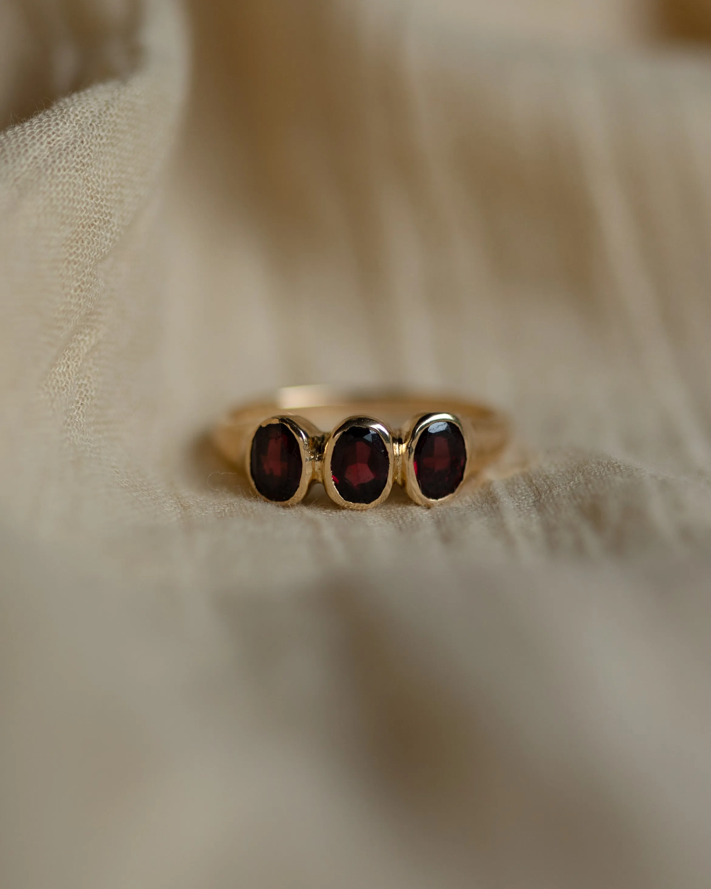 Betina Antique 9ct Gold Garnet Trilogy Ring sold by Rock n Rose product image thumbnail 3