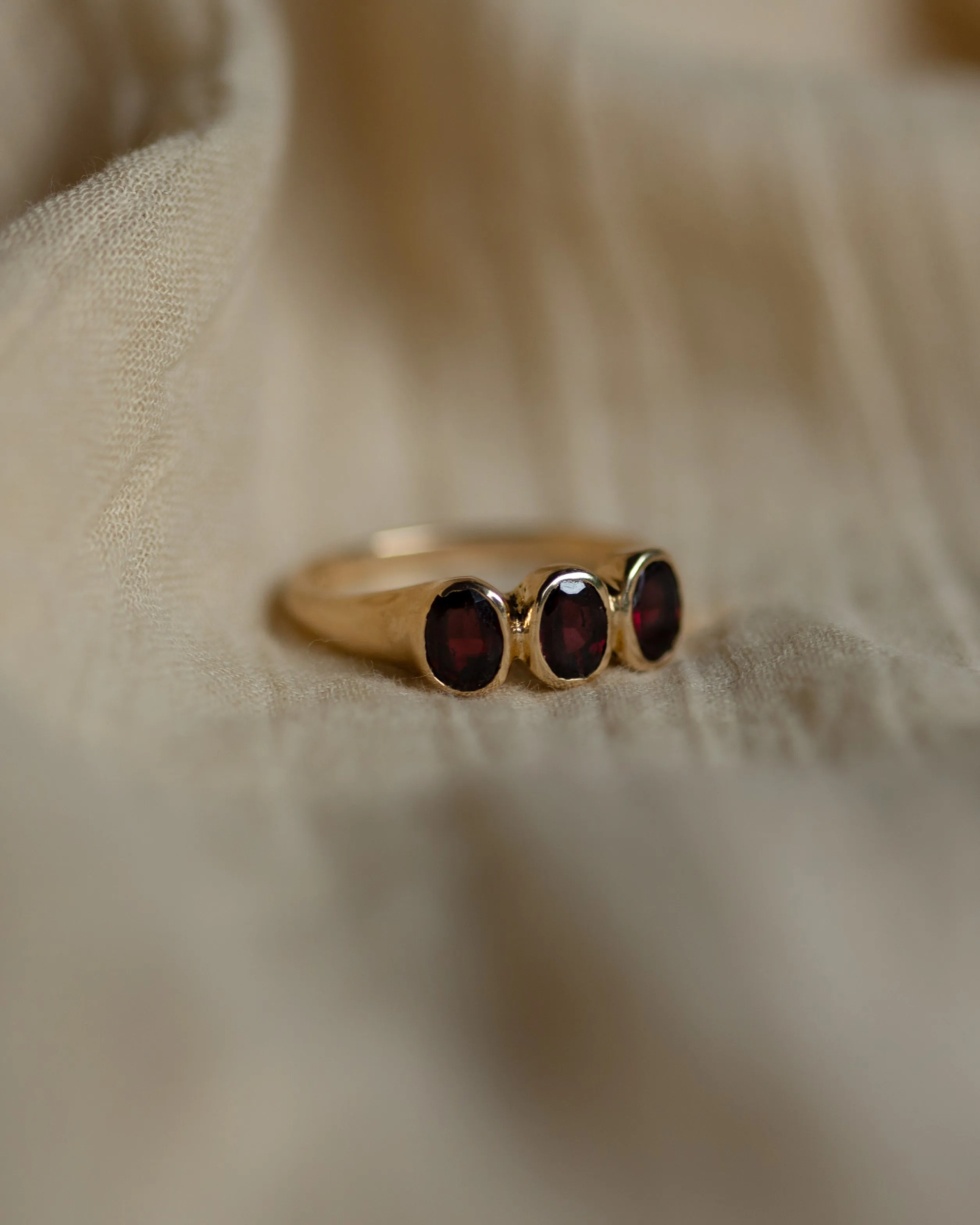 Betina Antique 9ct Gold Garnet Trilogy Ring sold by Rock n Rose product image thumbnail 4