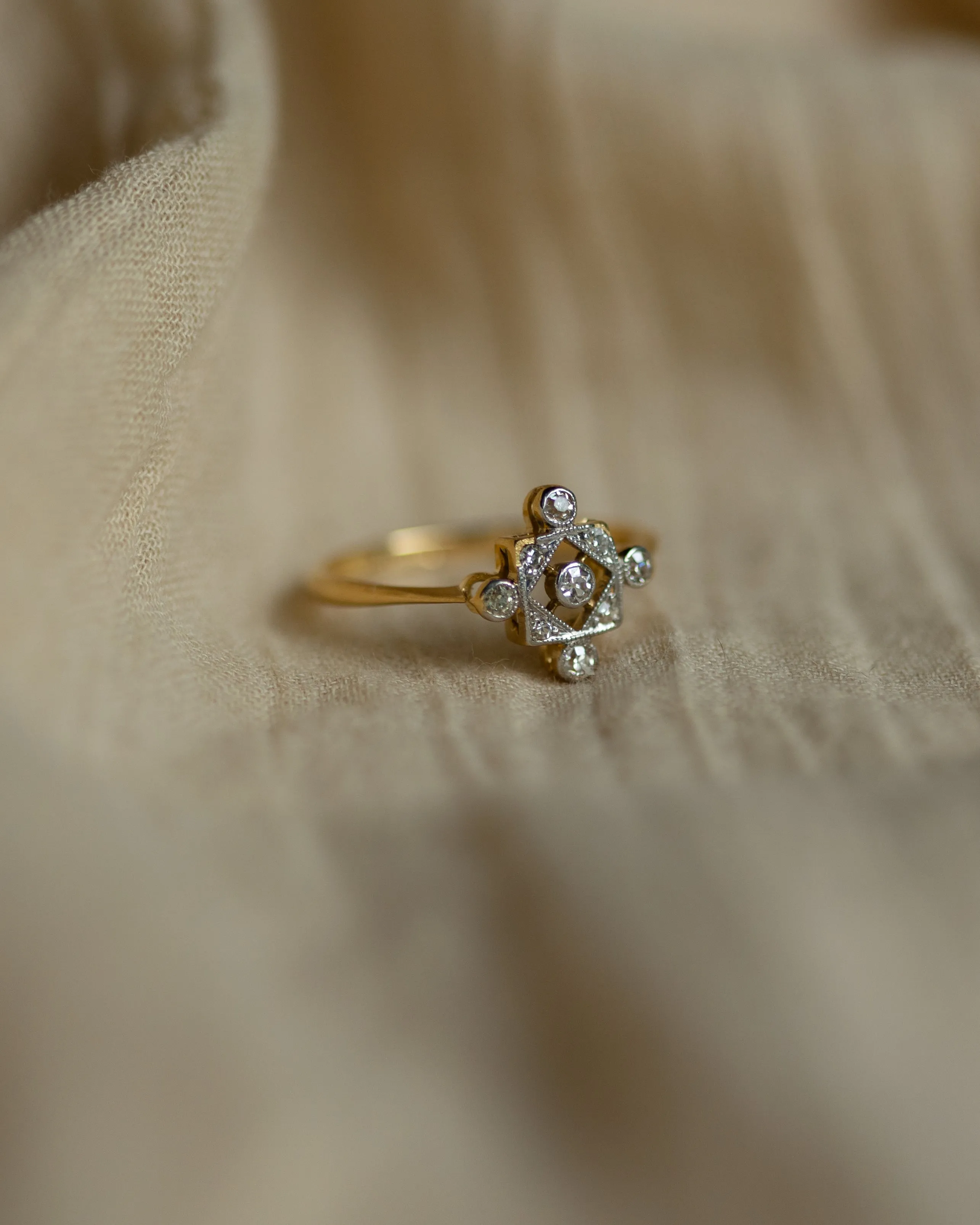 Darlene Antique Art Deco 18ct Gold Diamond Panel Ring sold by Rock n Rose product image thumbnail 5