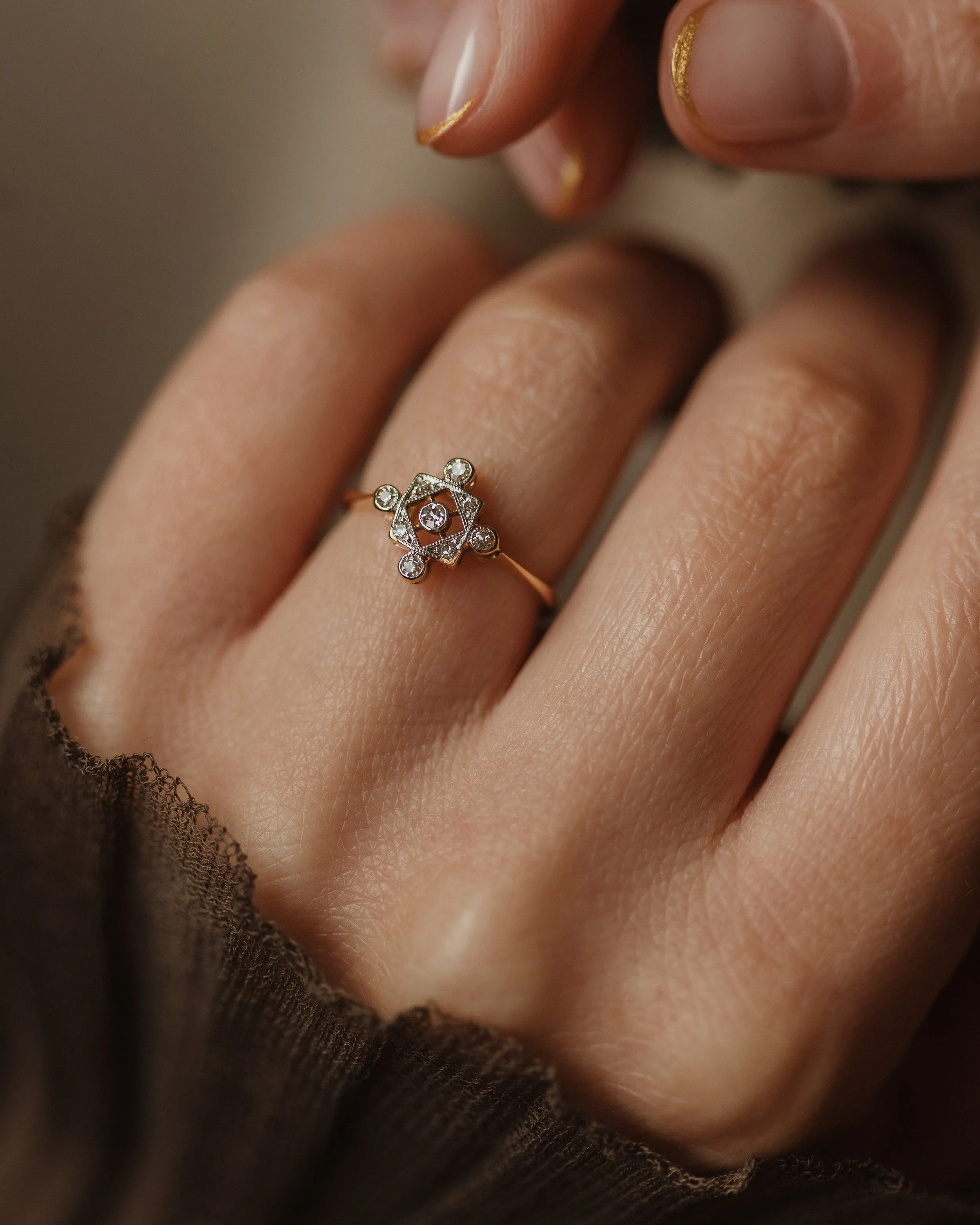 Darlene Antique Art Deco 18ct Gold Diamond Panel Ring sold by Rock n Rose product image thumbnail 3