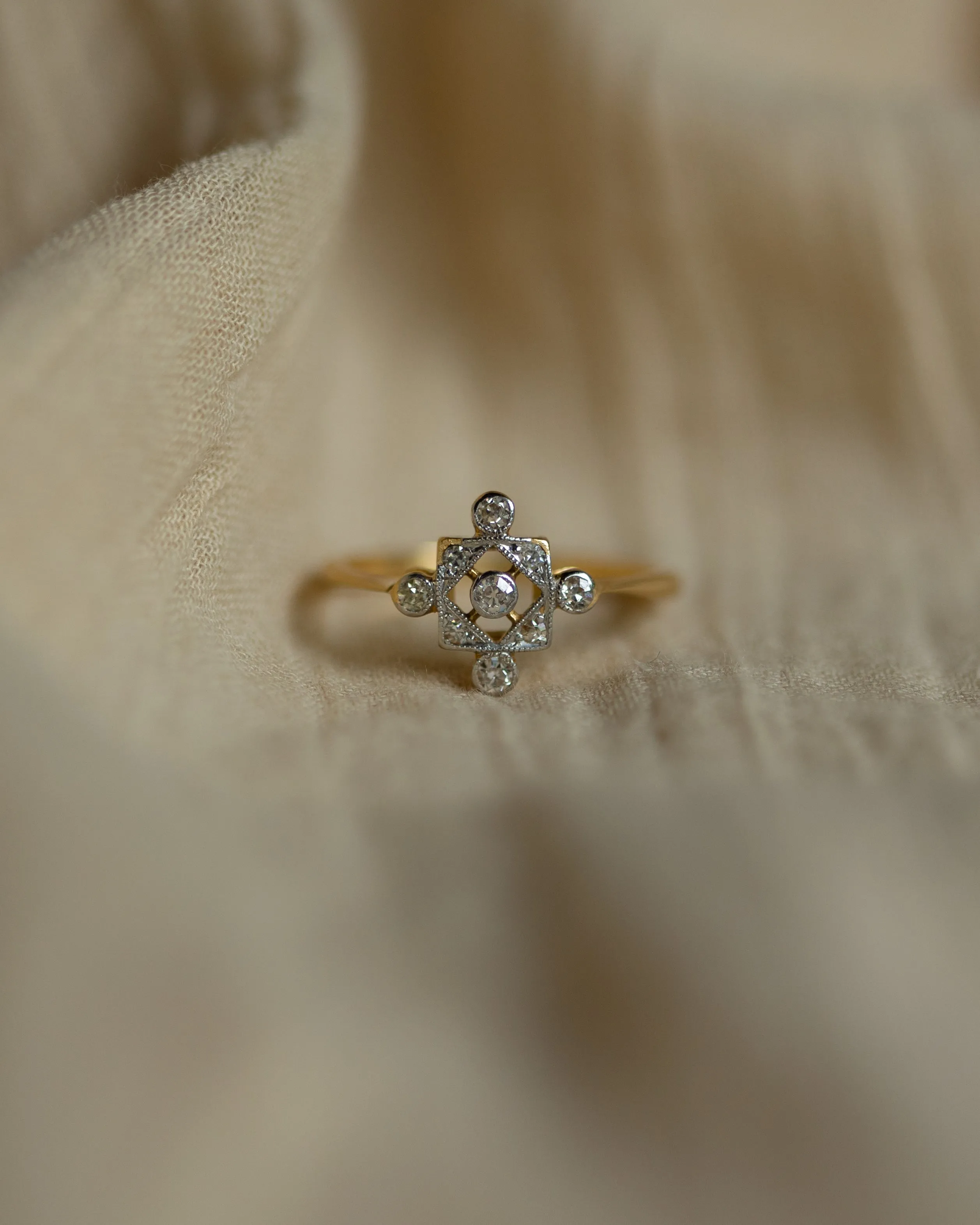 Darlene Antique Art Deco 18ct Gold Diamond Panel Ring sold by Rock n Rose product image thumbnail 4