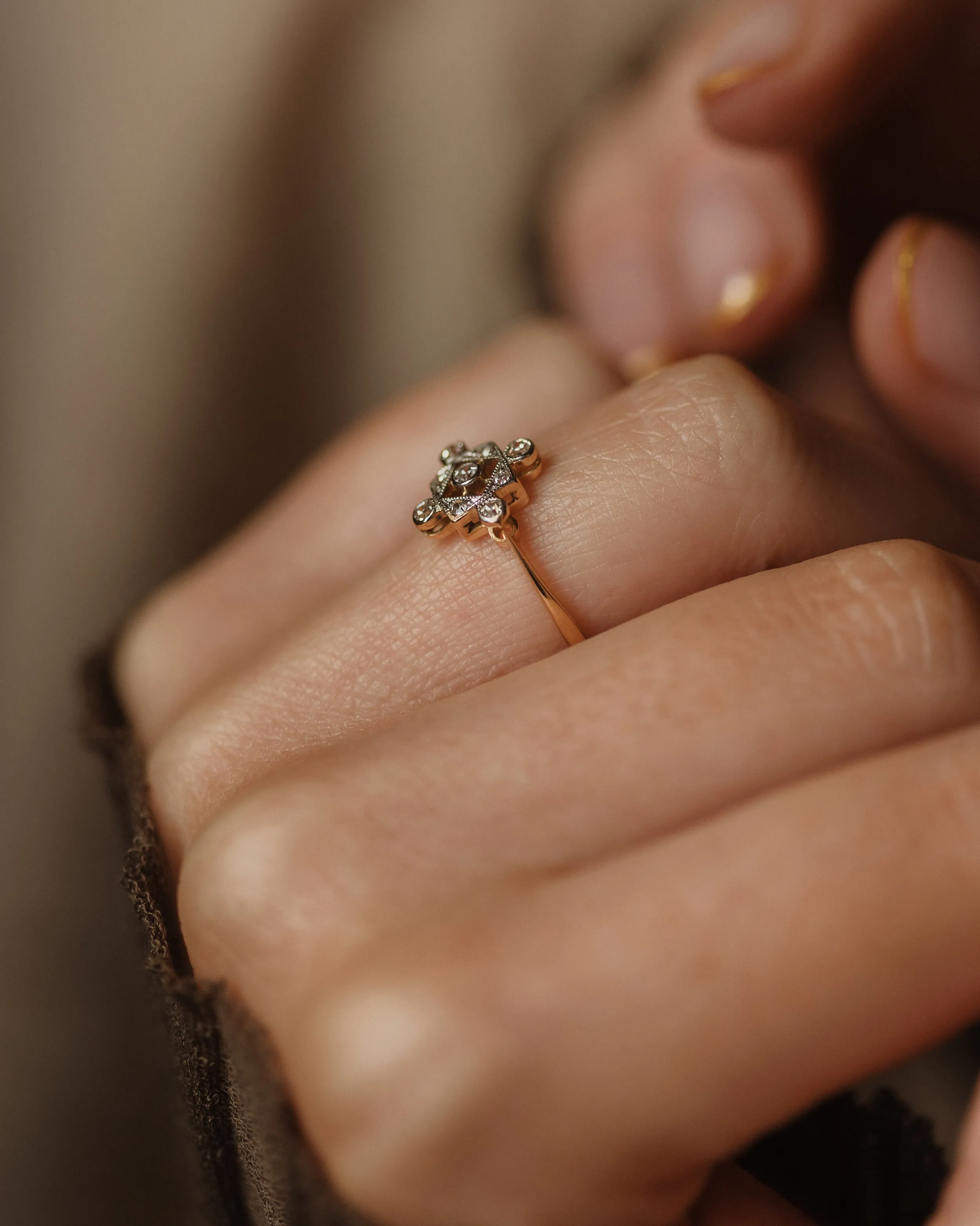 Darlene Antique Art Deco 18ct Gold Diamond Panel Ring sold by Rock n Rose product image thumbnail 2