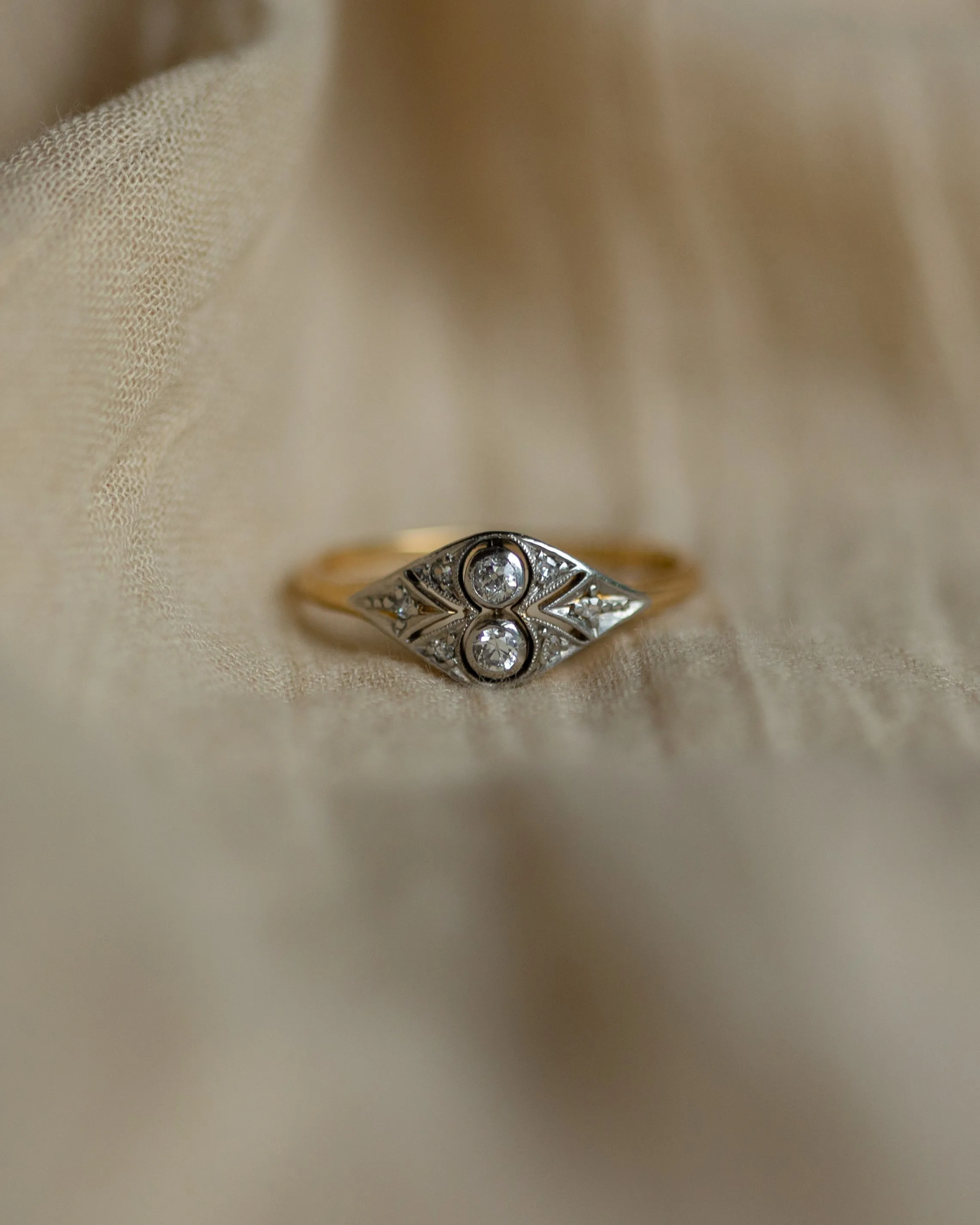 Edythe Antique Art Deco 18ct Gold Diamond Panel Ring sold by Rock n Rose product image thumbnail 3