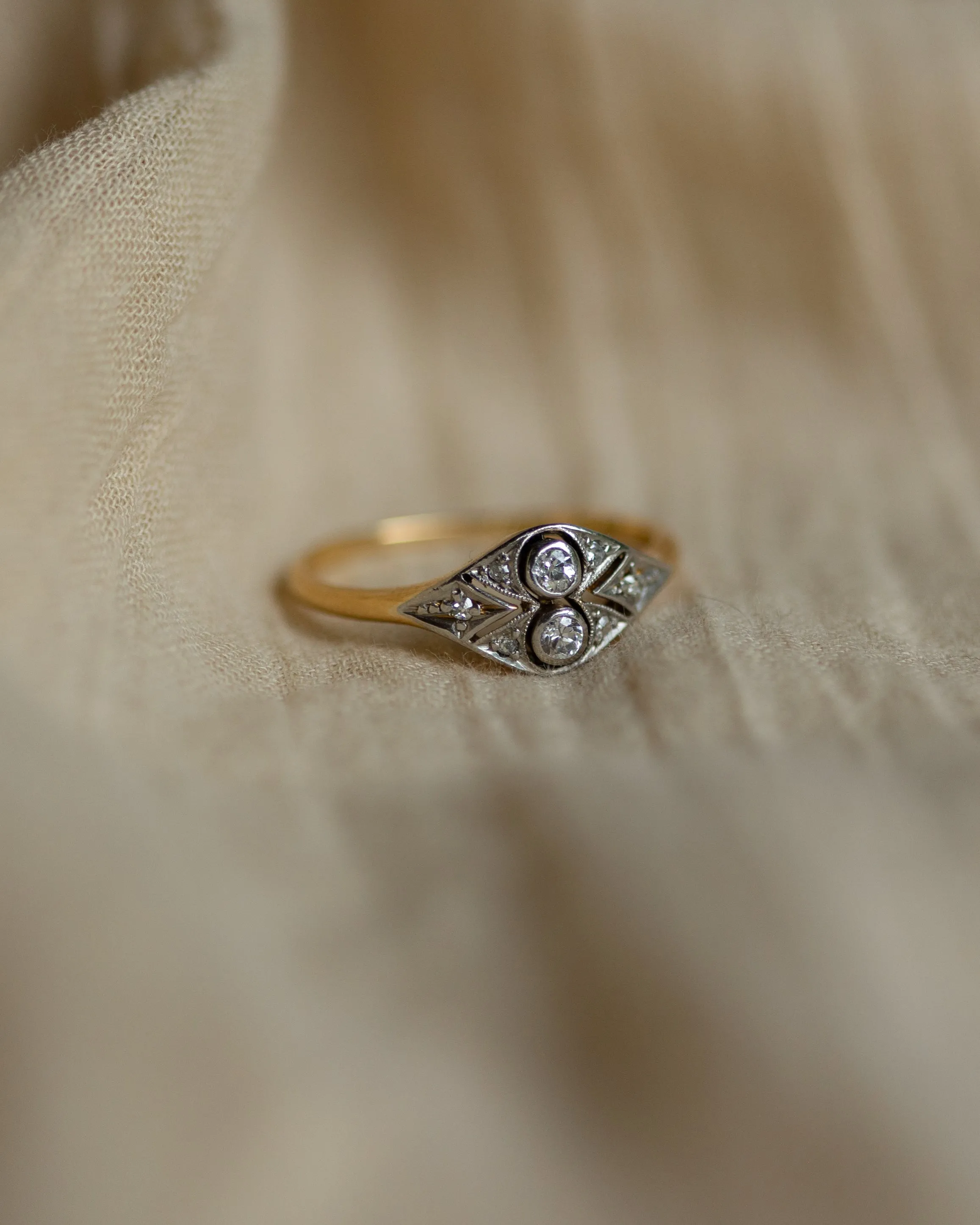 Edythe Antique Art Deco 18ct Gold Diamond Panel Ring sold by Rock n Rose product image thumbnail 4