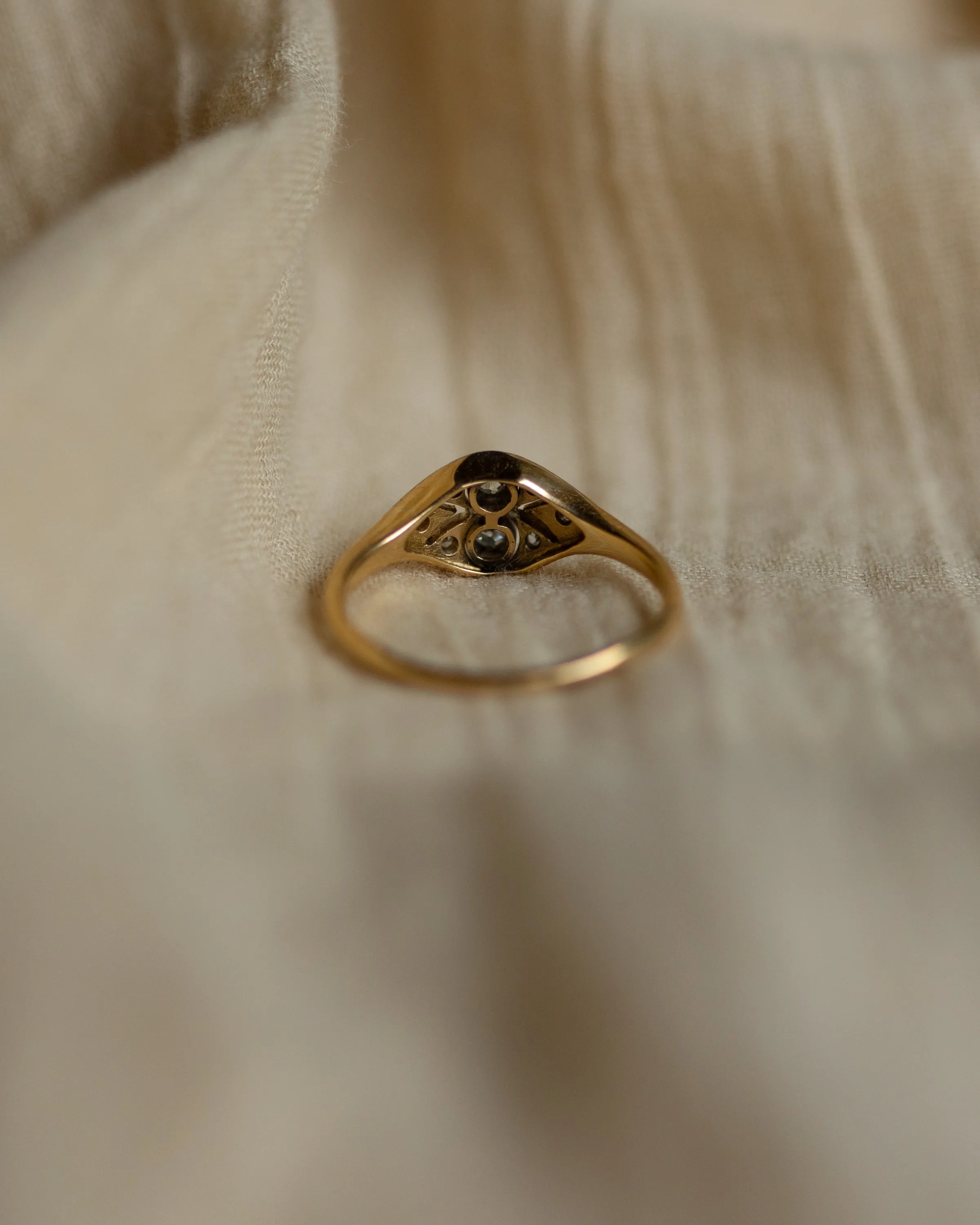 Edythe Antique Art Deco 18ct Gold Diamond Panel Ring sold by Rock n Rose product image thumbnail 5