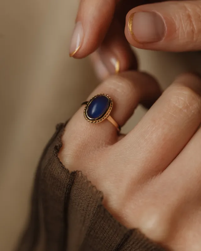 Dolores Antique 9ct Gold Chalcedony Single Stone Ring sold by Rock n Rose