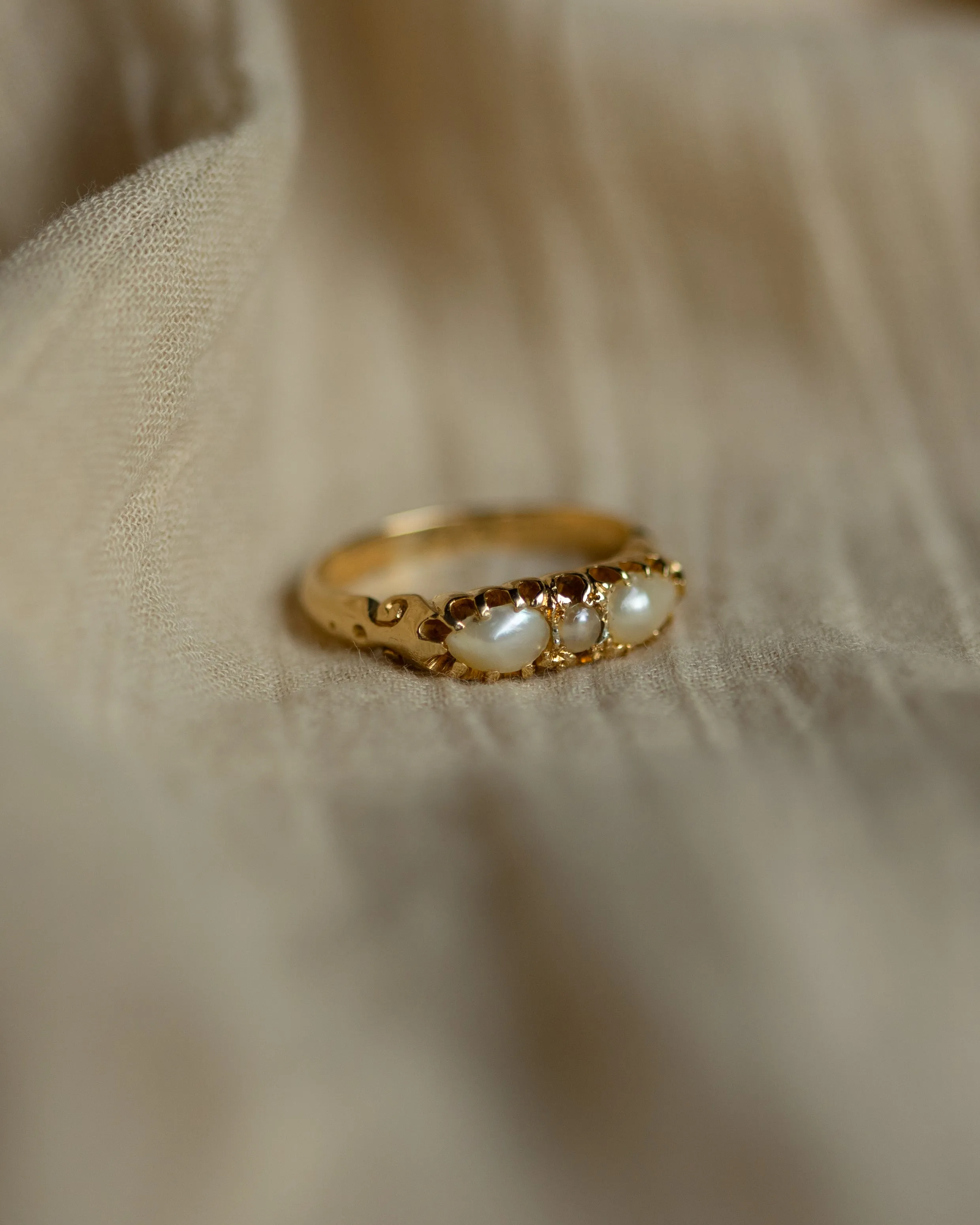 Lavinia Antique 18ct Gold Pearl Trilogy Ring sold by Rock n Rose product image thumbnail 4