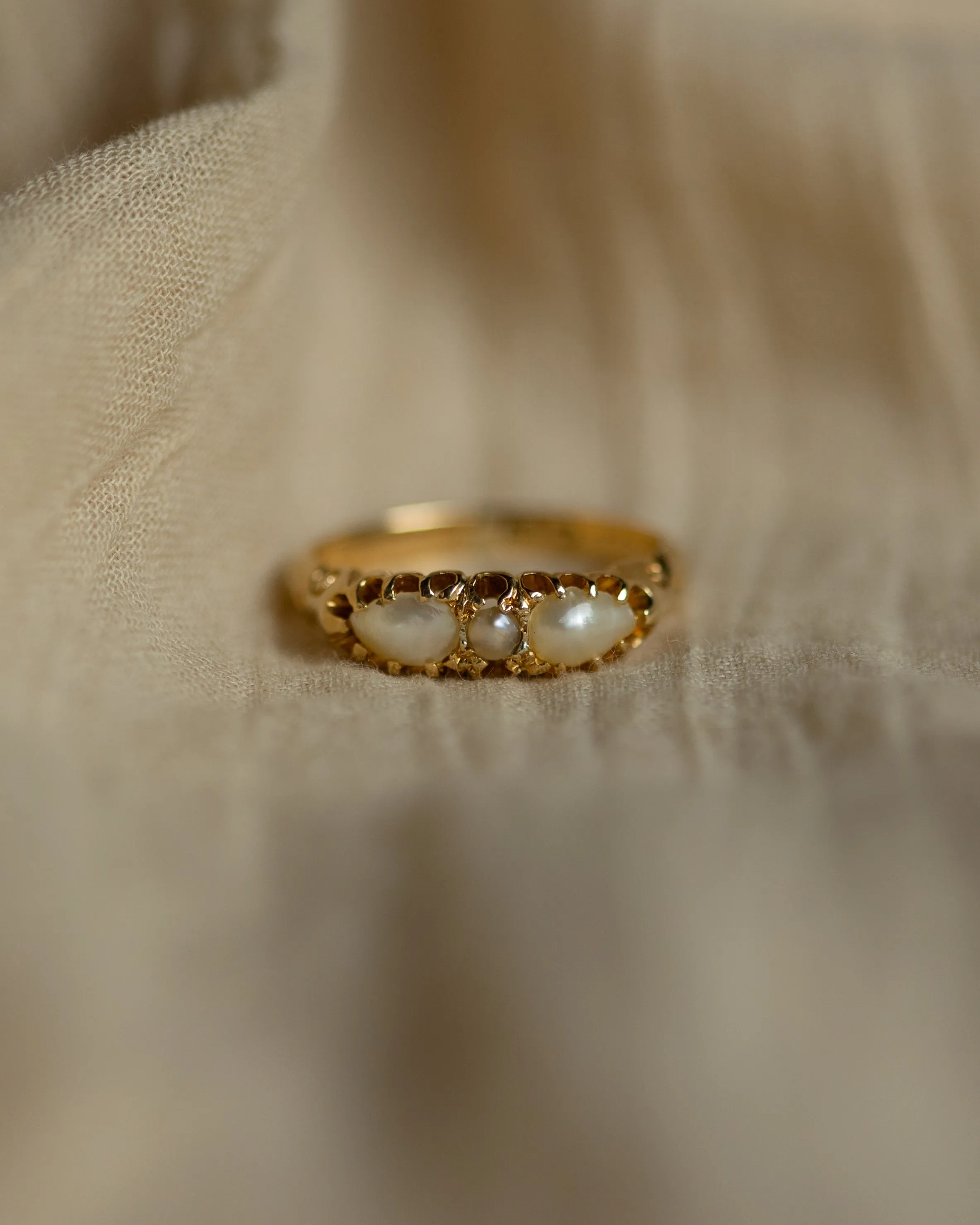 Lavinia Antique 18ct Gold Pearl Trilogy Ring sold by Rock n Rose product image thumbnail 3