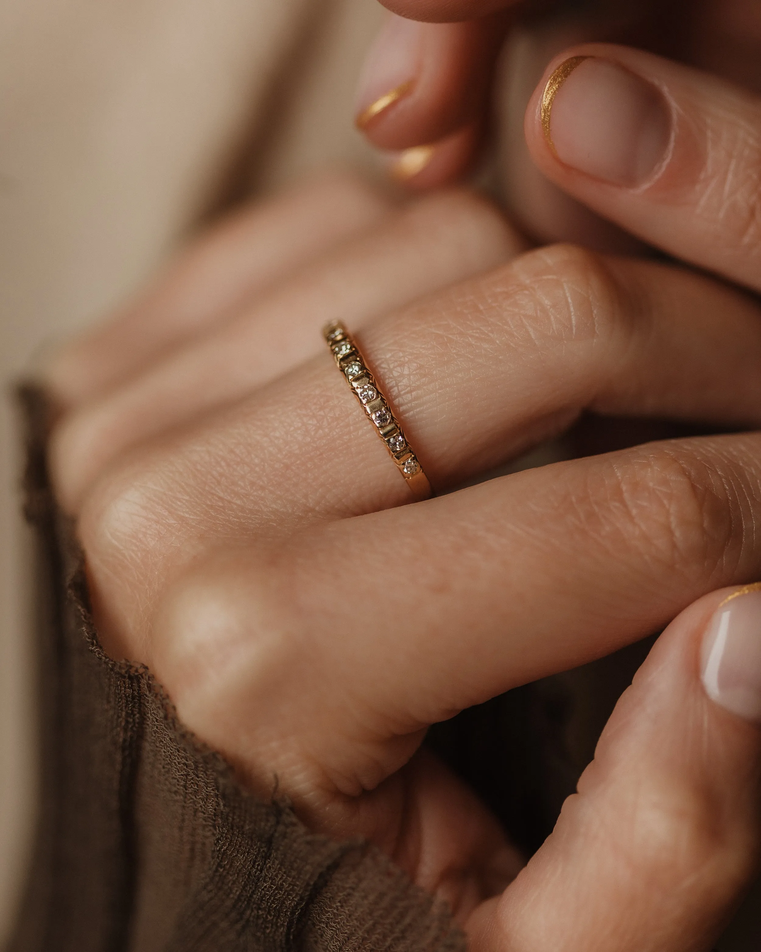 Francesca 1965 Vintage 18ct Gold Diamond Half Eternity Ring sold by Rock n Rose product image thumbnail 2