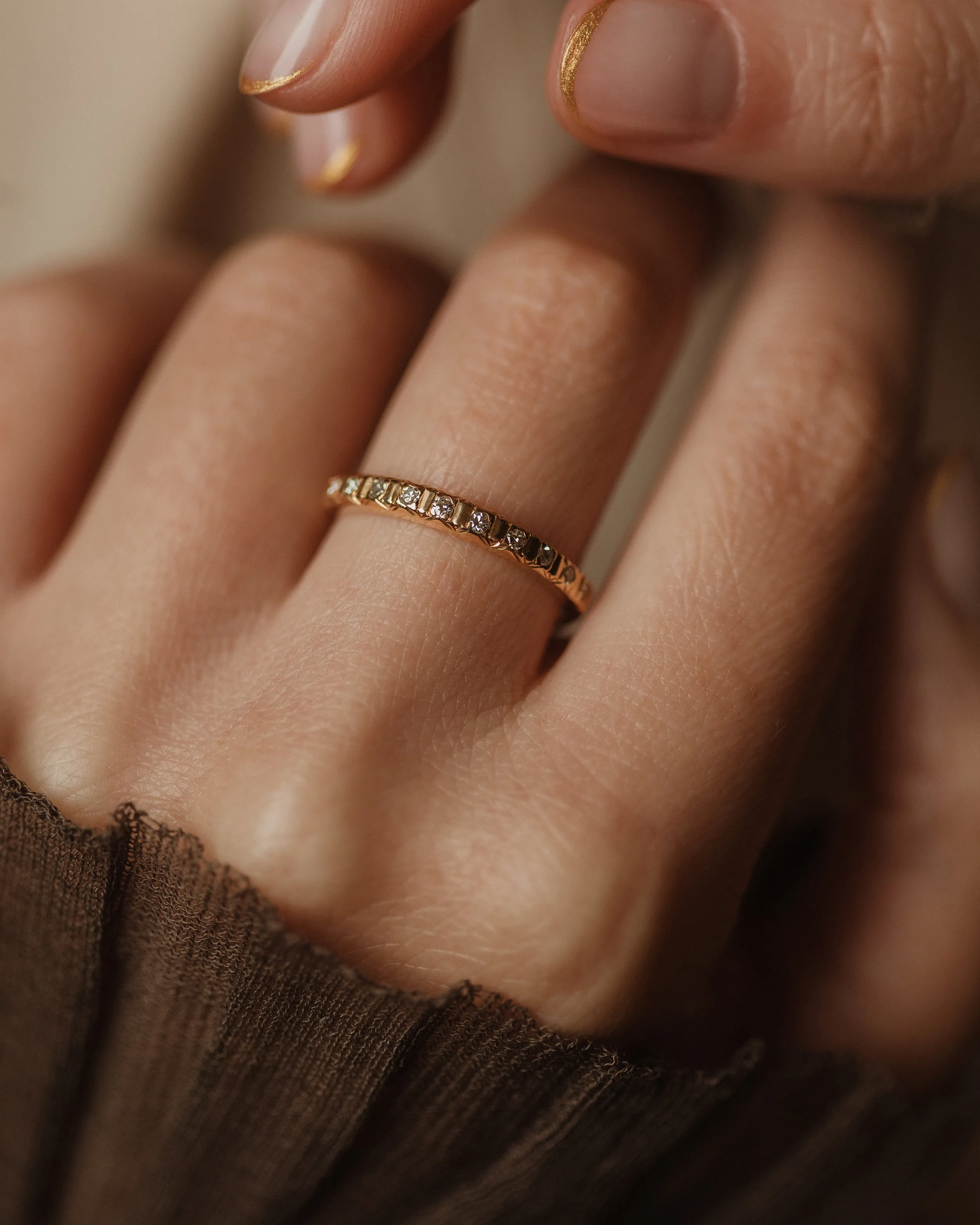 Francesca 1965 Vintage 18ct Gold Diamond Half Eternity Ring sold by Rock n Rose